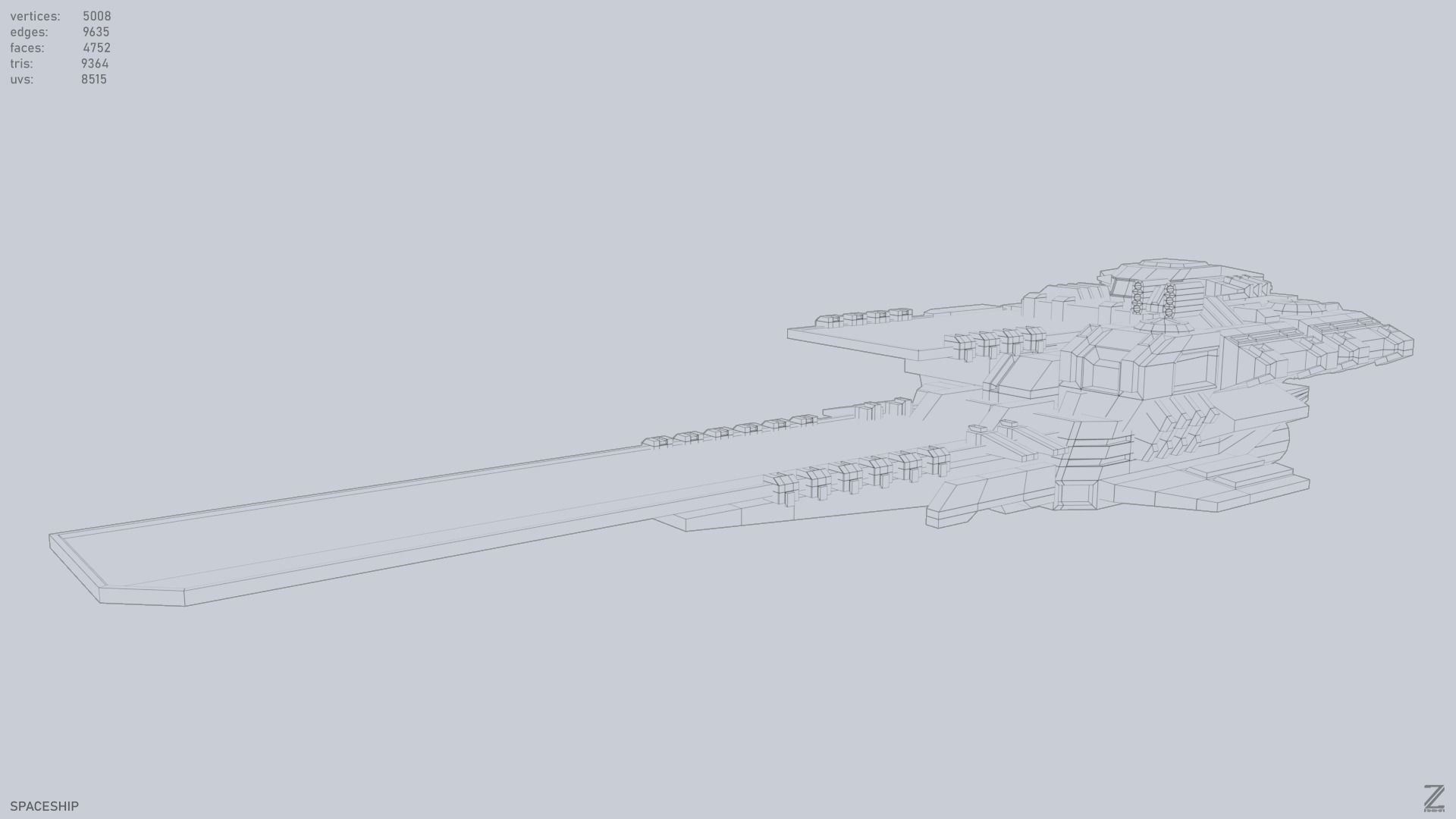 Spaceship Low-poly 3D model_14