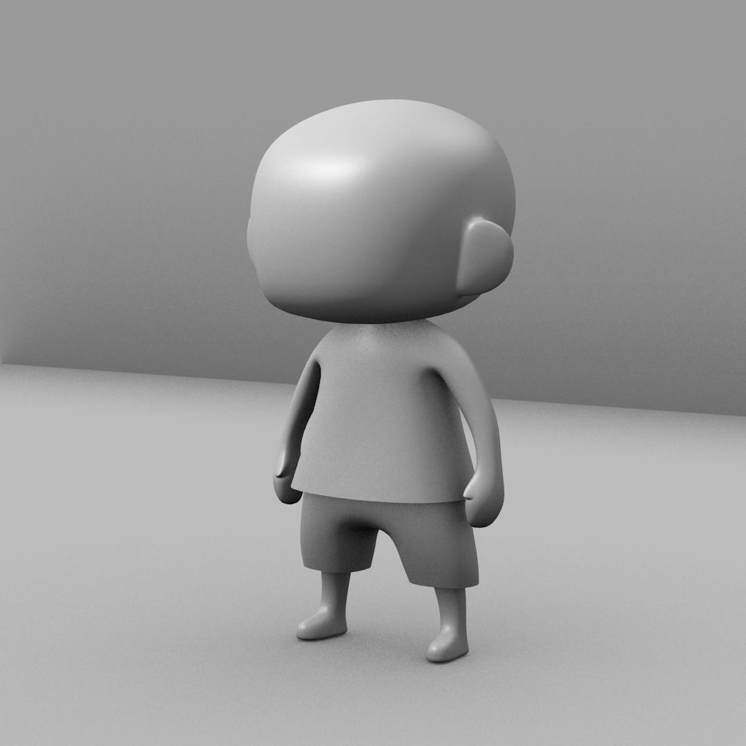 ChibiModelbase man in shorts Low-poly 3D model_3