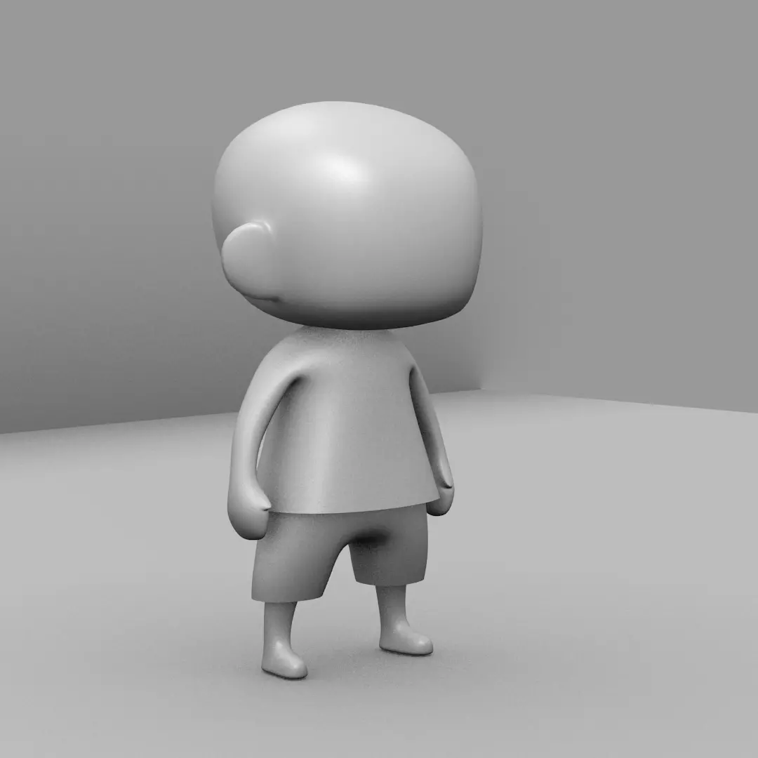 ChibiModelbase man in shorts Low-poly 3D model_0