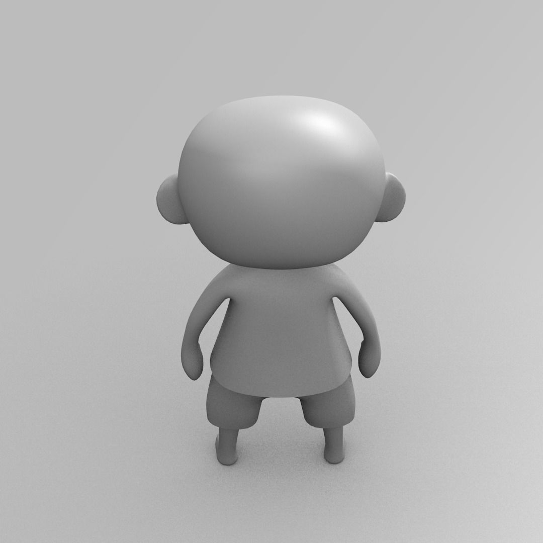ChibiModelbase man in shorts Low-poly 3D model_4