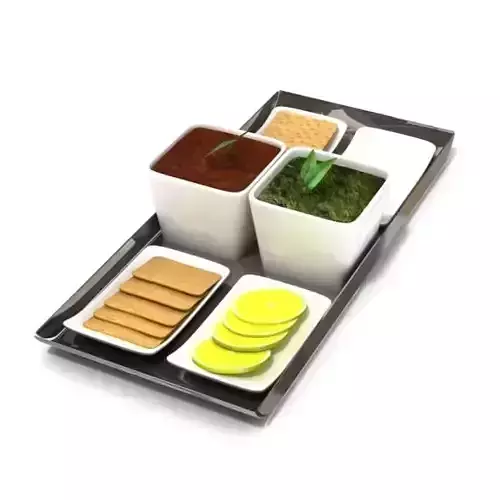 Food Serving Tray With Dishware