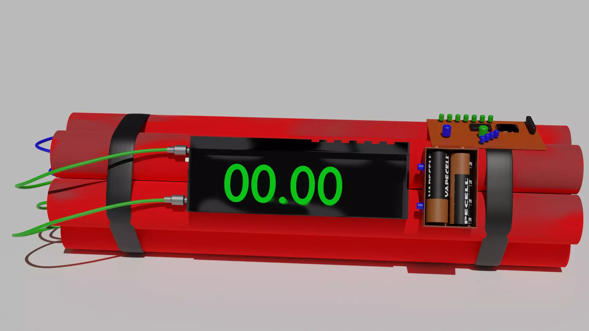 Dynamite bomb with timer Free low-poly 3D model