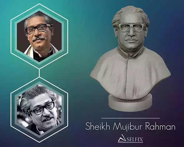 Sheikh Mujibur Rahman 3D Portrait Sculpture 3D print model