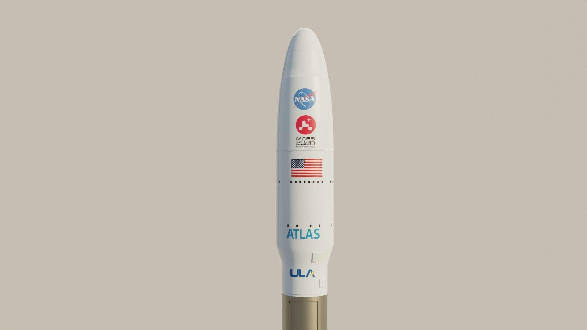 Rocket Mars 2020 3D model Low-poly 3D model_9