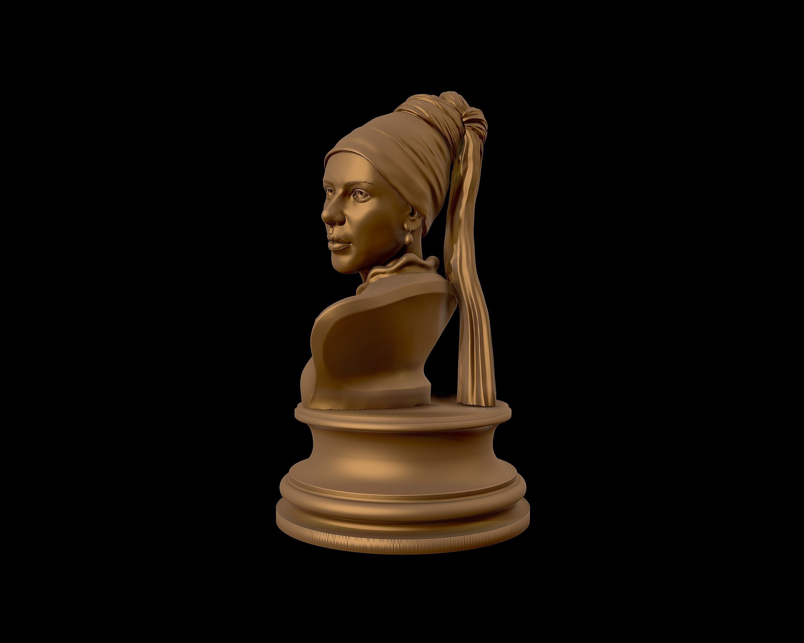 Girl with a Pearl Earring 3D Portrait Sculpture 3D print model_27