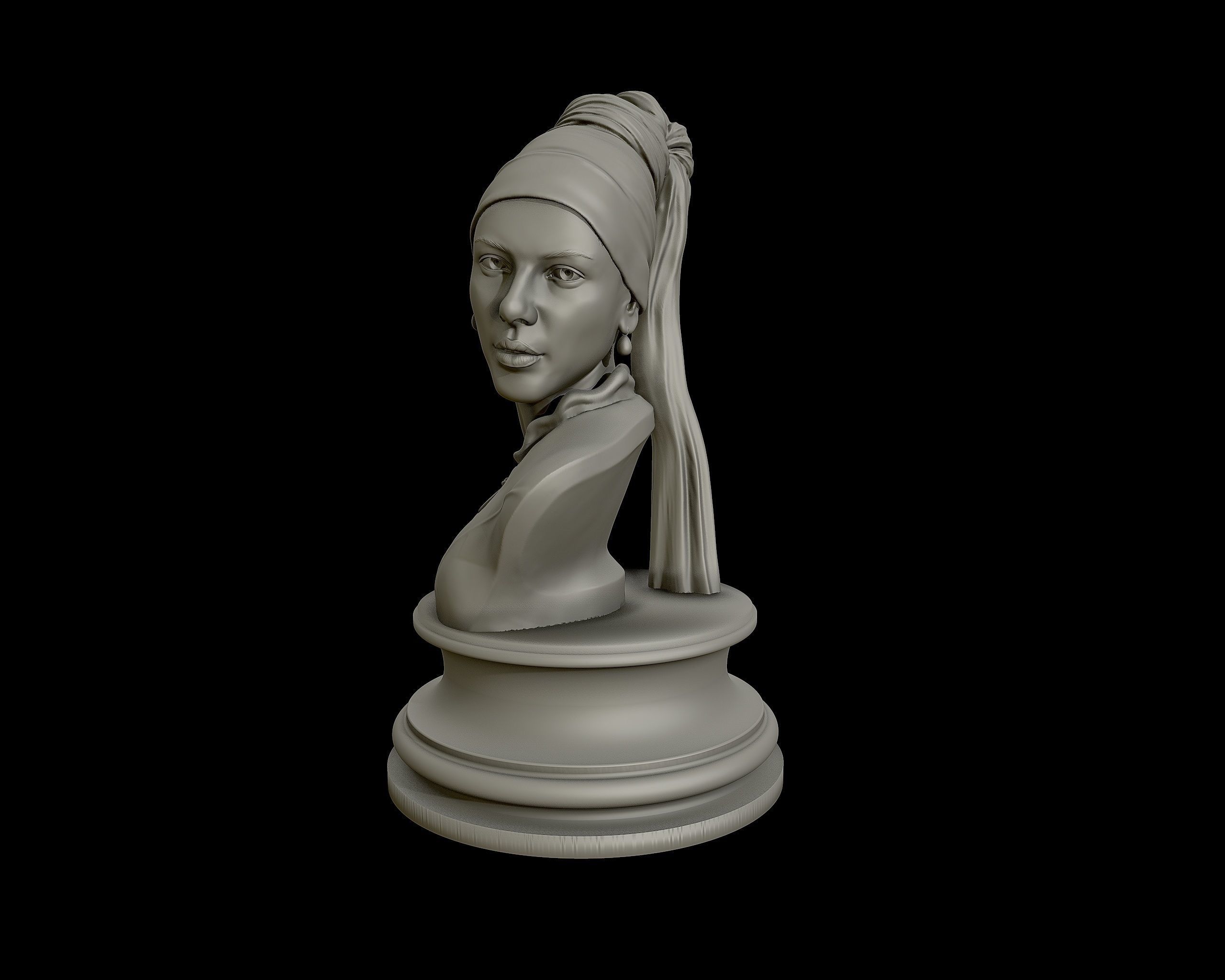 Girl with a Pearl Earring 3D Portrait Sculpture 3D print model_11