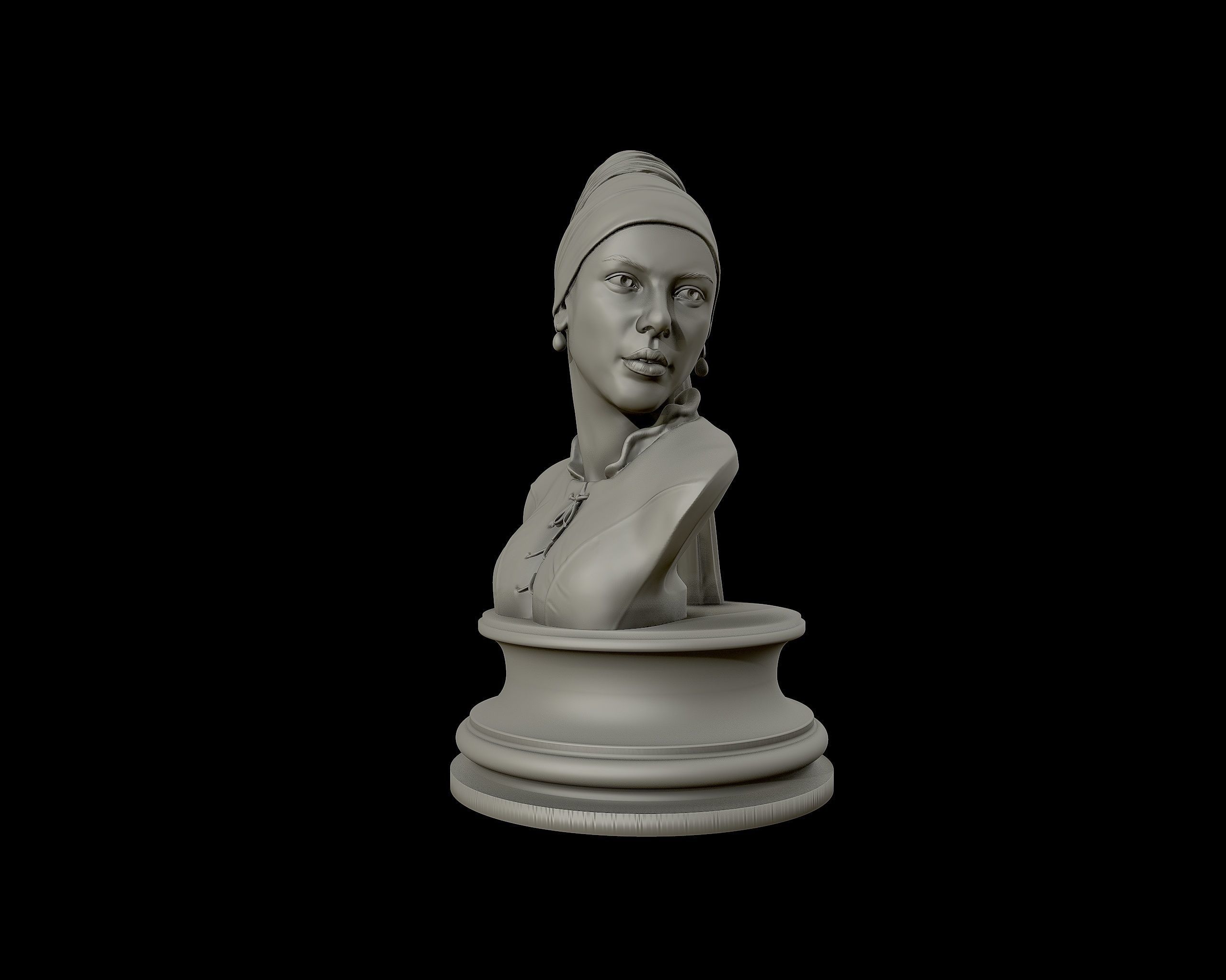 Girl with a Pearl Earring 3D Portrait Sculpture 3D print model_25