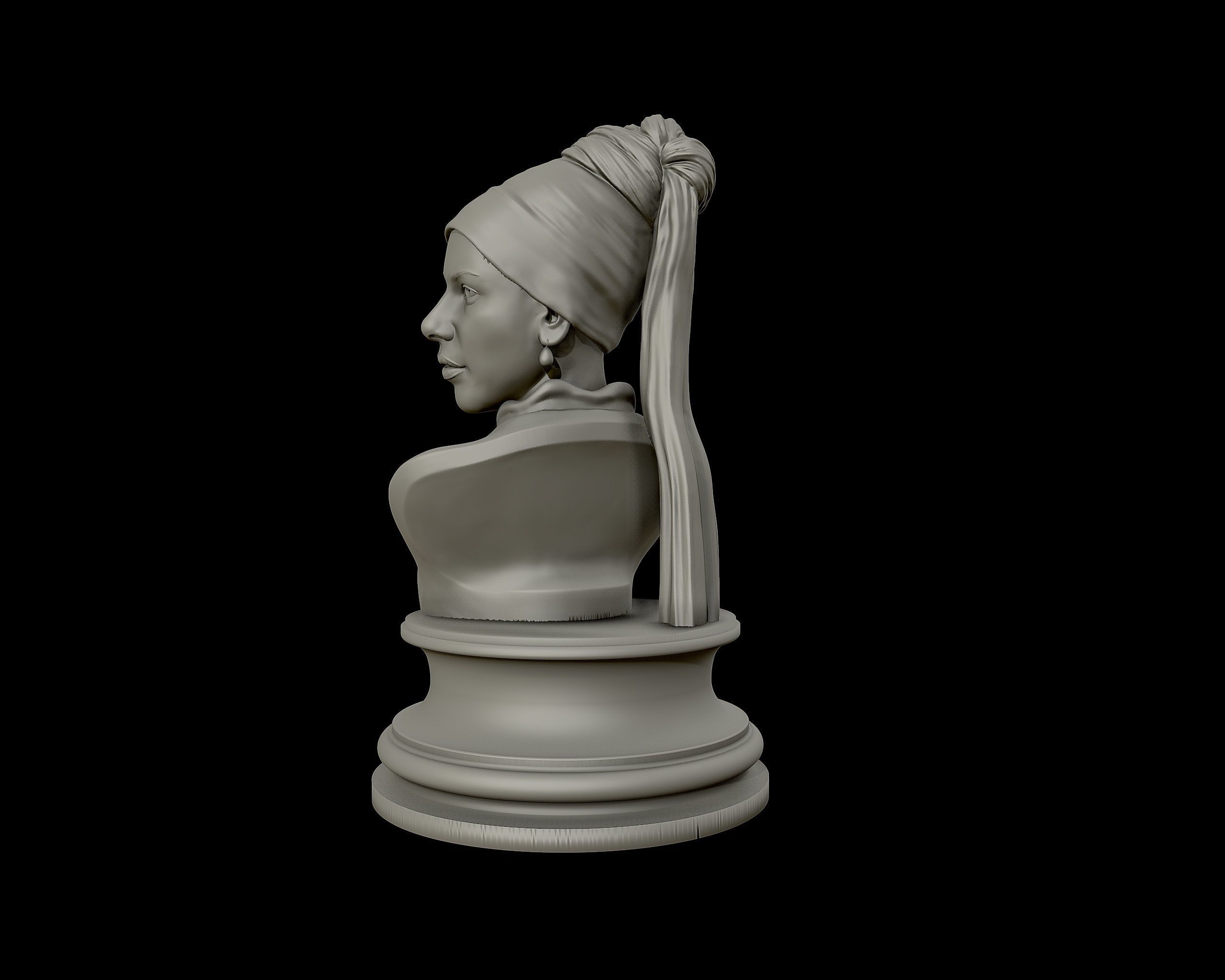 Girl with a Pearl Earring 3D Portrait Sculpture 3D print model_15