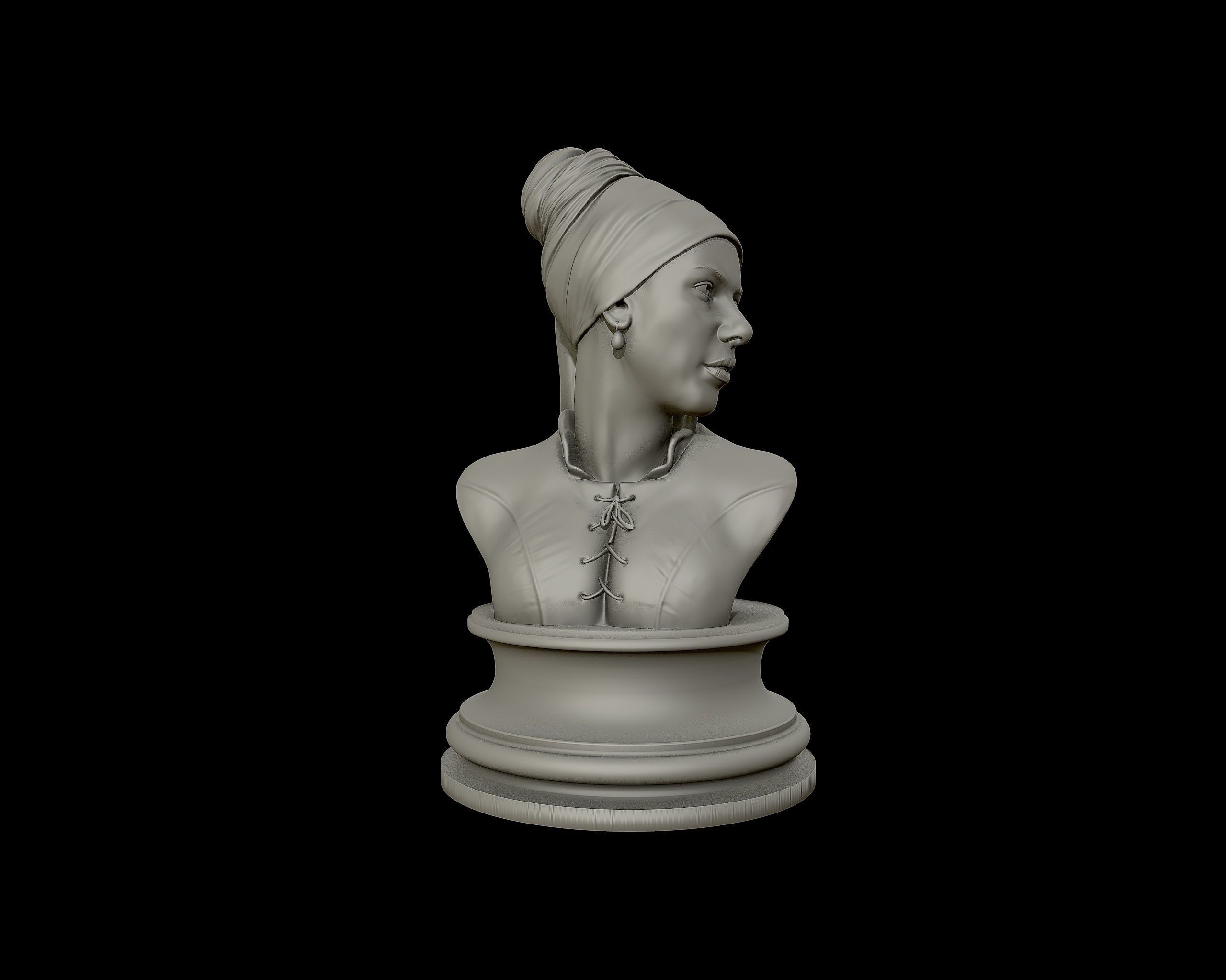 Girl with a Pearl Earring 3D Portrait Sculpture 3D print model_23
