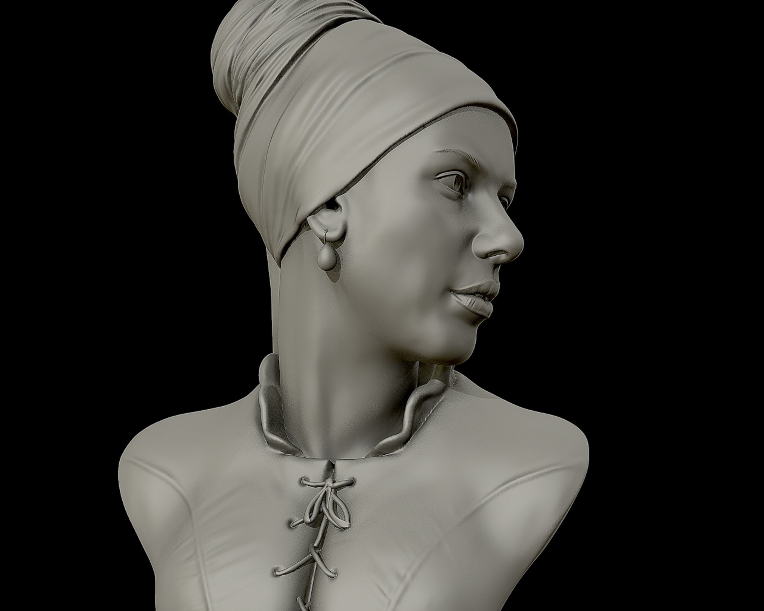 Girl with a Pearl Earring 3D Portrait Sculpture 3D print model_9