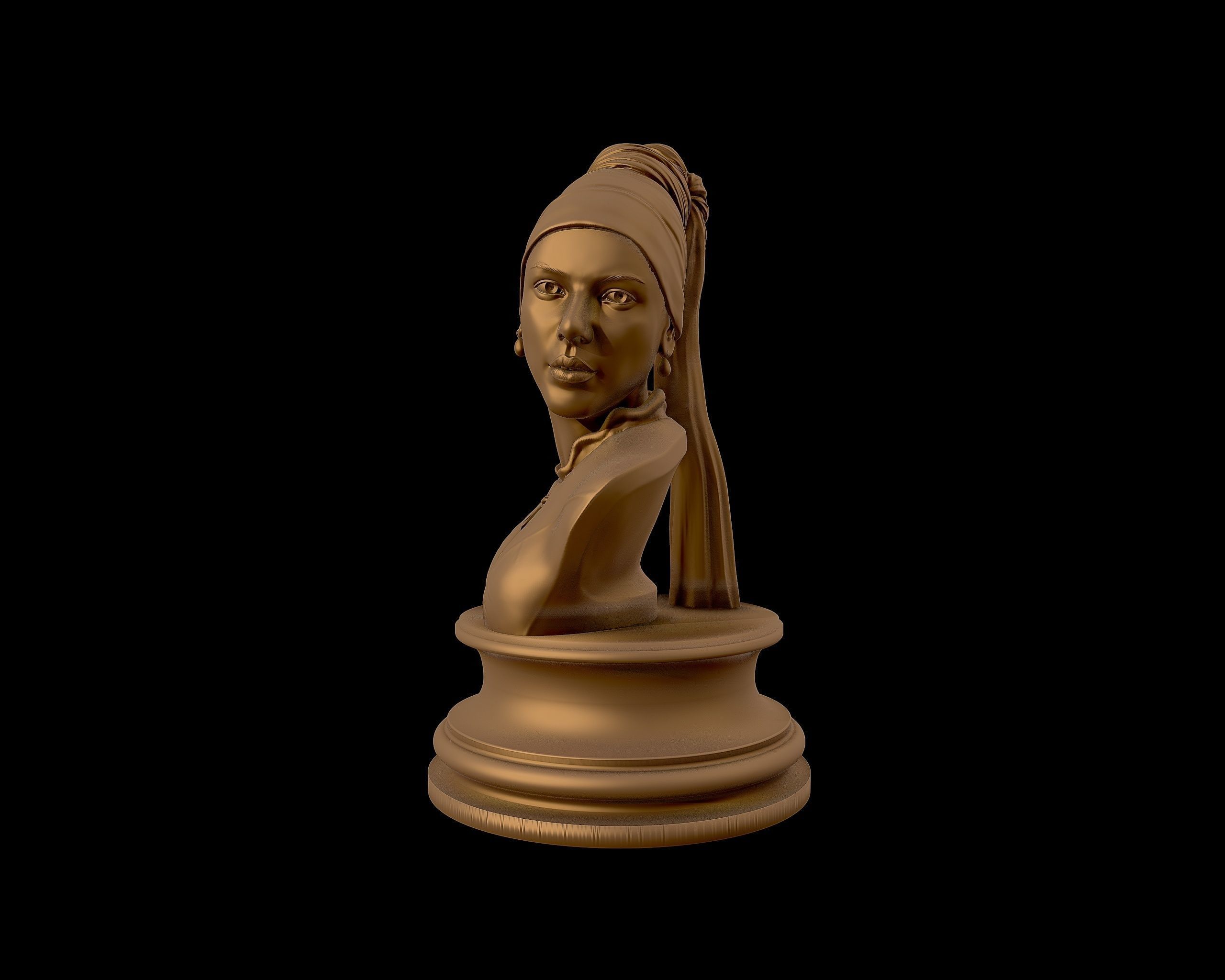 Girl with a Pearl Earring 3D Portrait Sculpture 3D print model_26