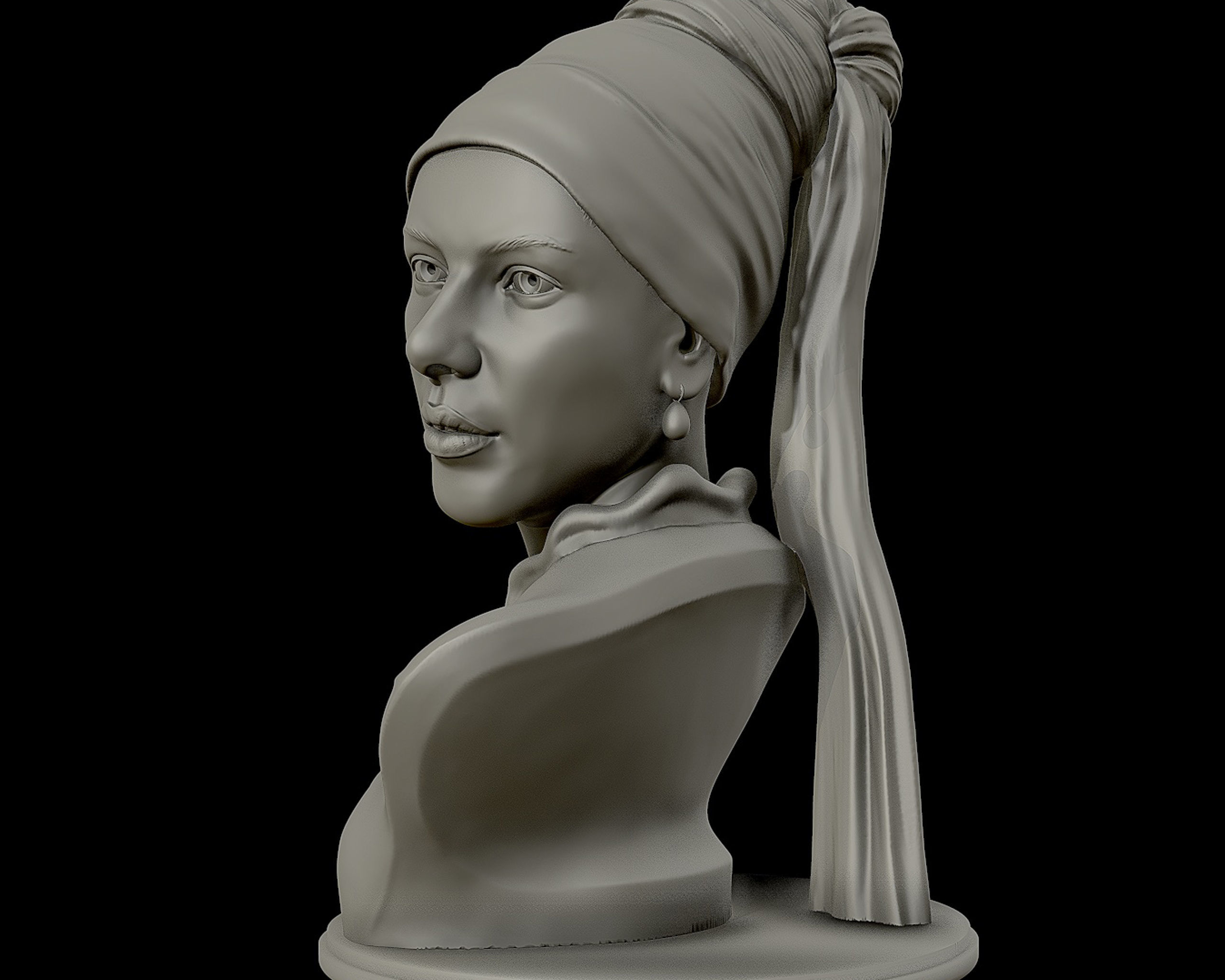 Girl with a Pearl Earring 3D Portrait Sculpture 3D print model_8