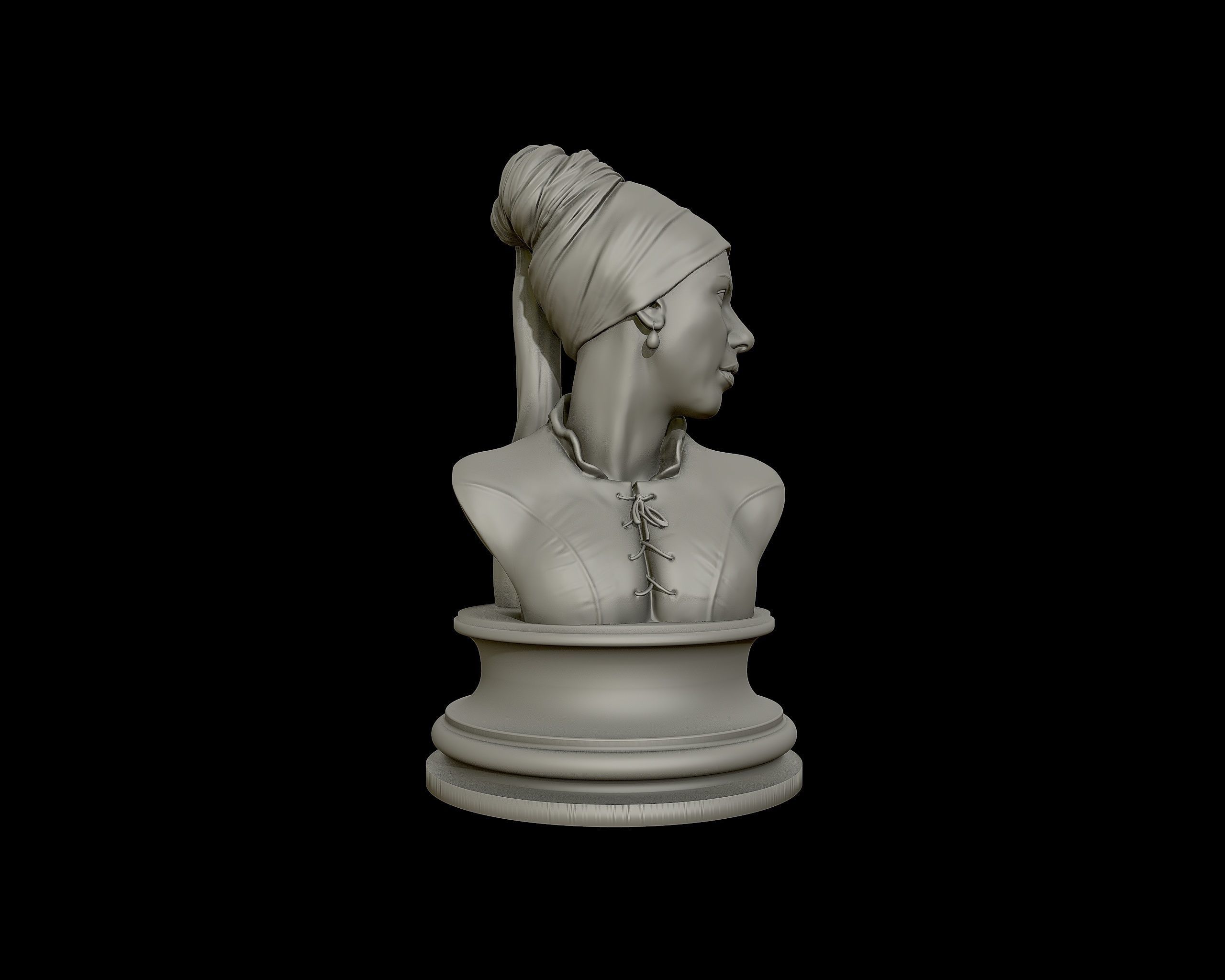 Girl with a Pearl Earring 3D Portrait Sculpture 3D print model_22