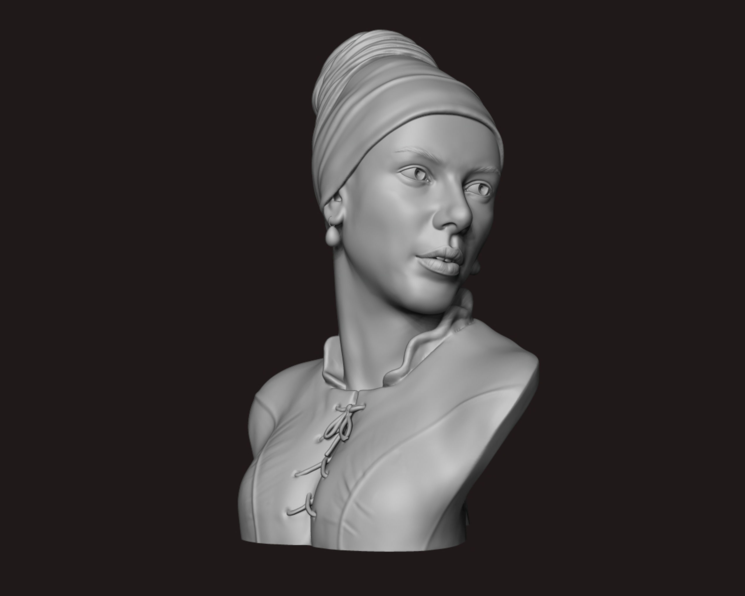 Girl with a Pearl Earring 3D Portrait Sculpture 3D print model_5