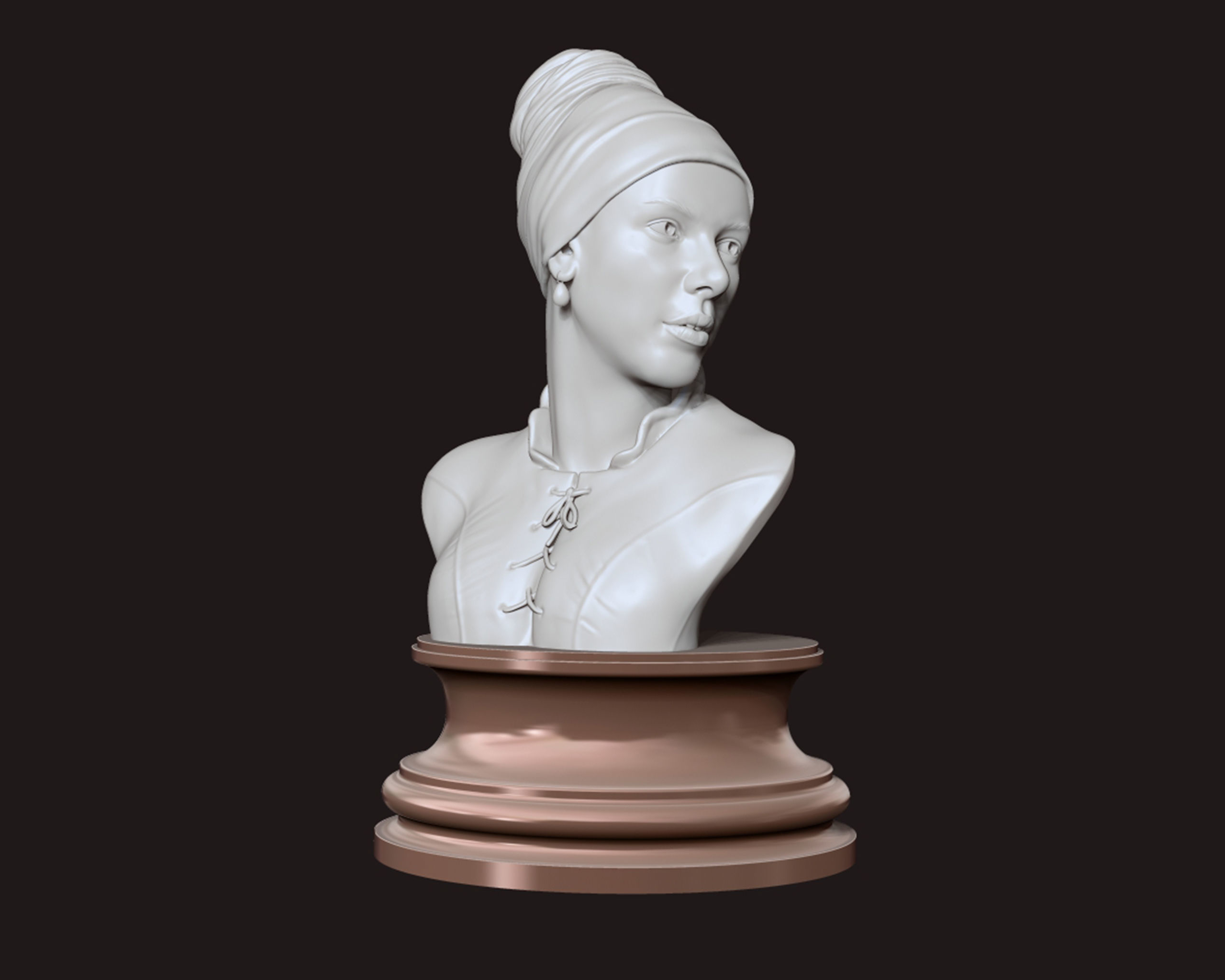 Girl with a Pearl Earring 3D Portrait Sculpture 3D print model_3