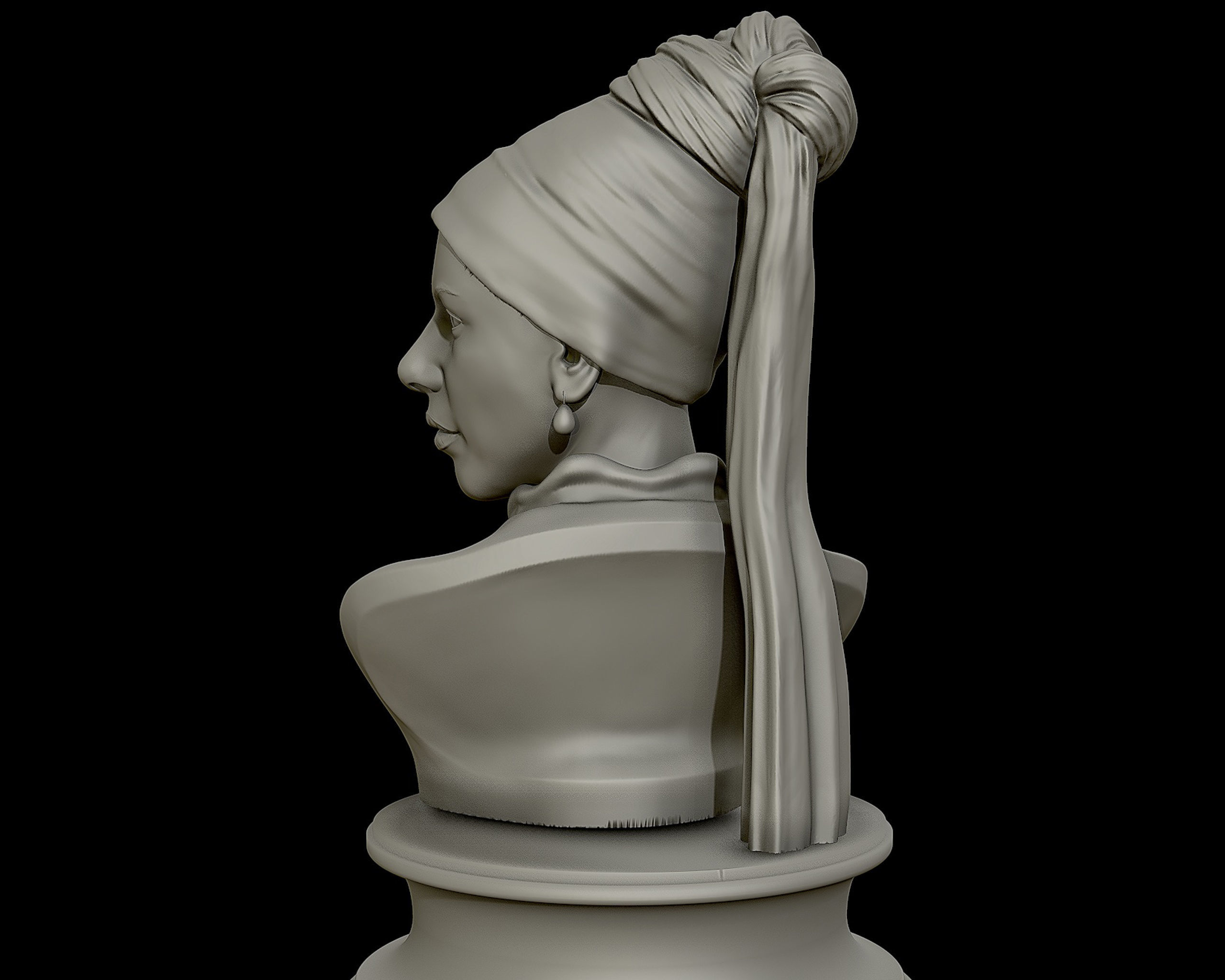 Girl with a Pearl Earring 3D Portrait Sculpture 3D print model_10