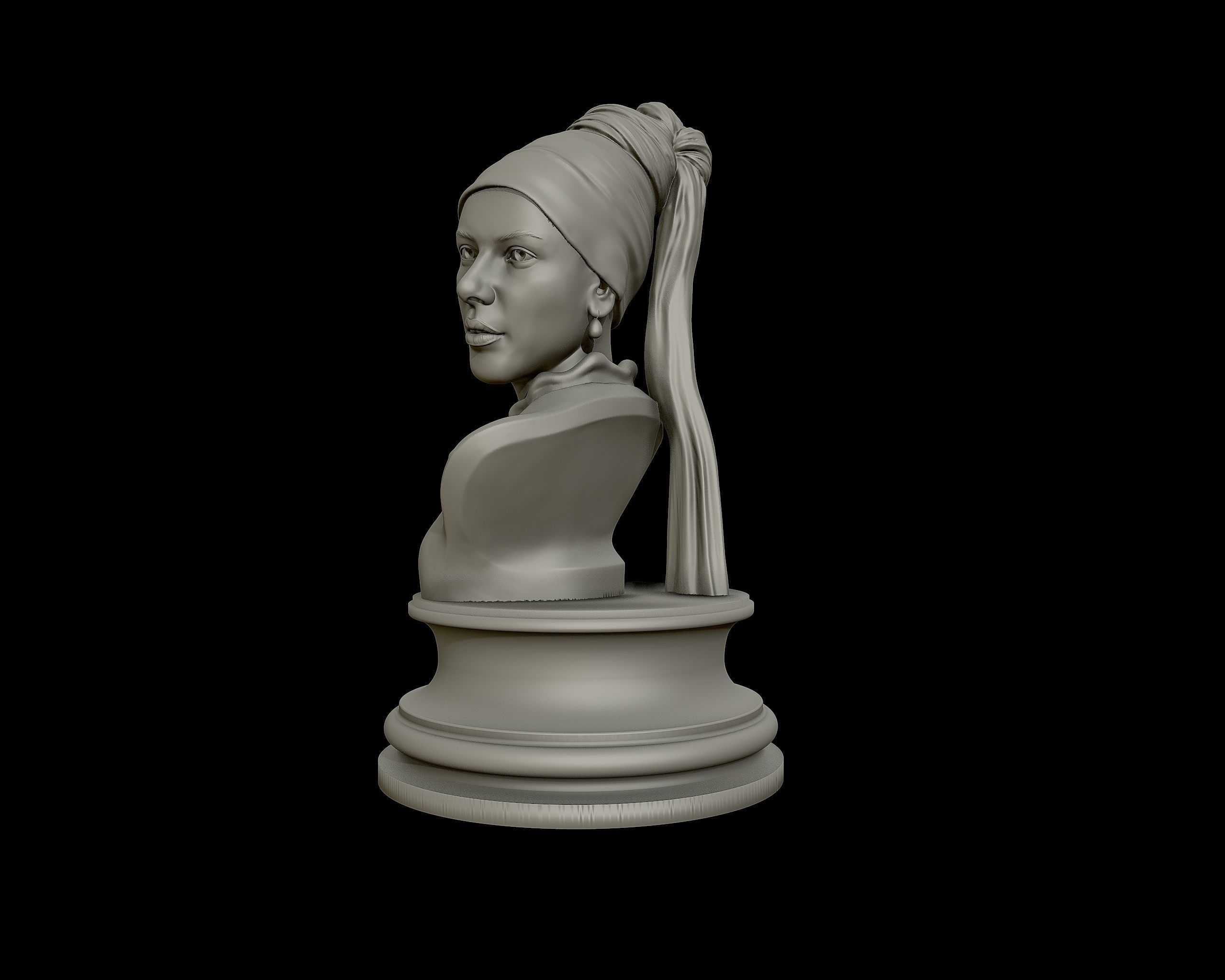 Girl with a Pearl Earring 3D Portrait Sculpture 3D print model_13