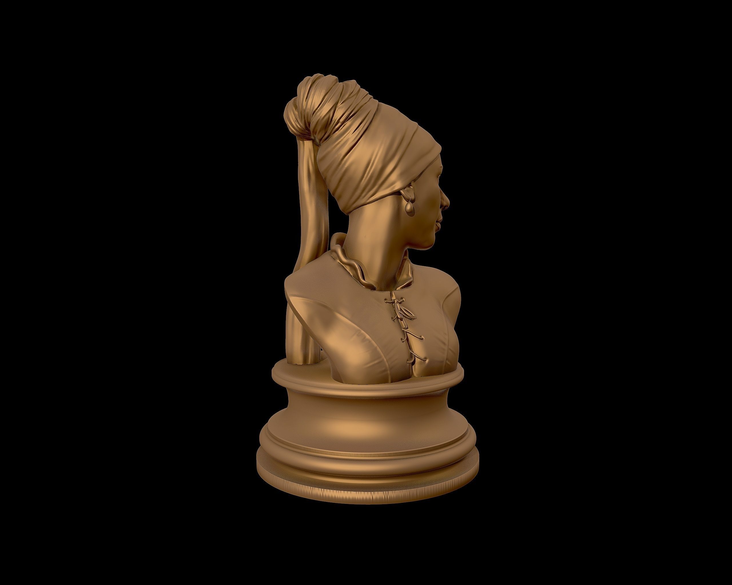 Girl with a Pearl Earring 3D Portrait Sculpture 3D print model_29