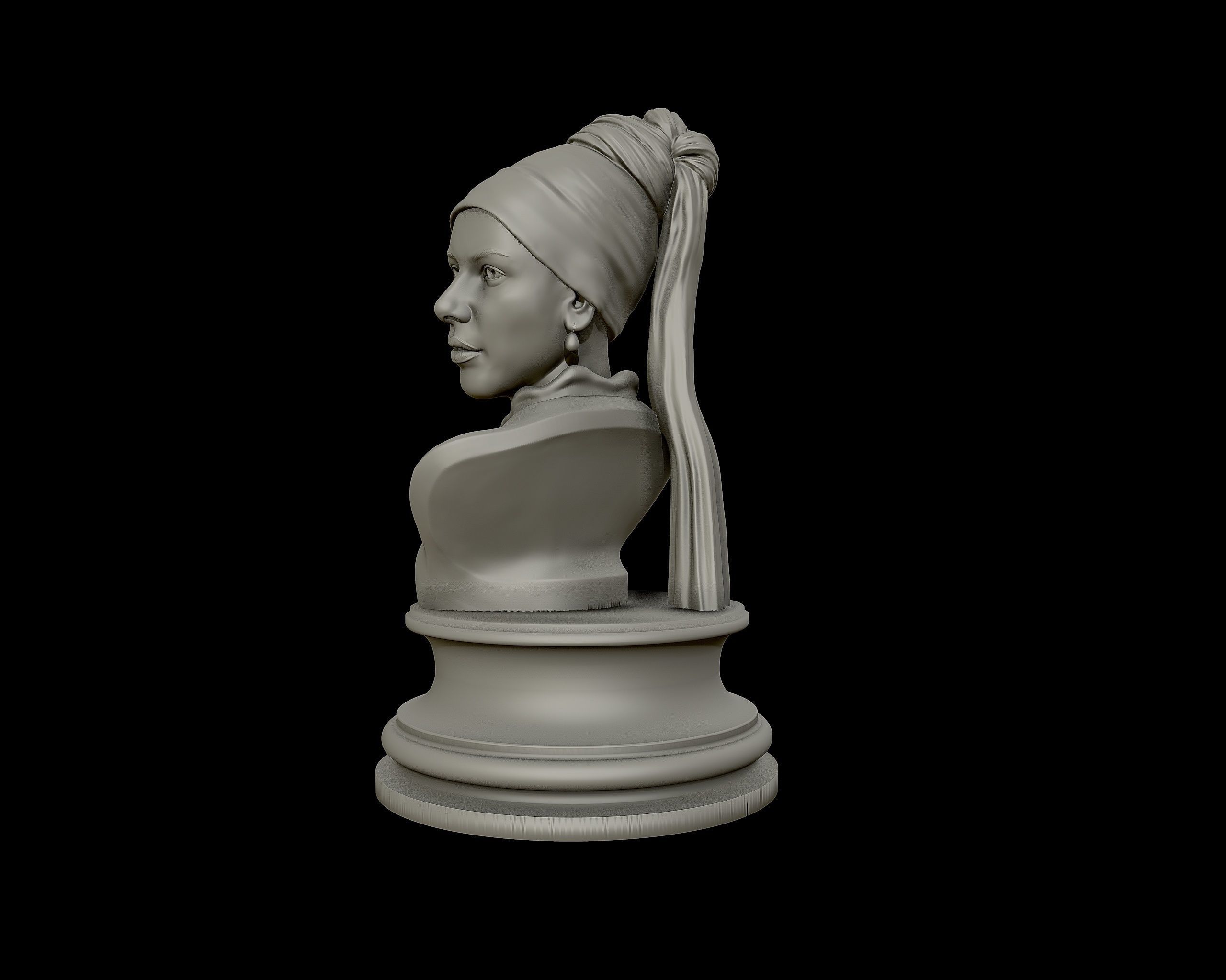 Girl with a Pearl Earring 3D Portrait Sculpture 3D print model_14
