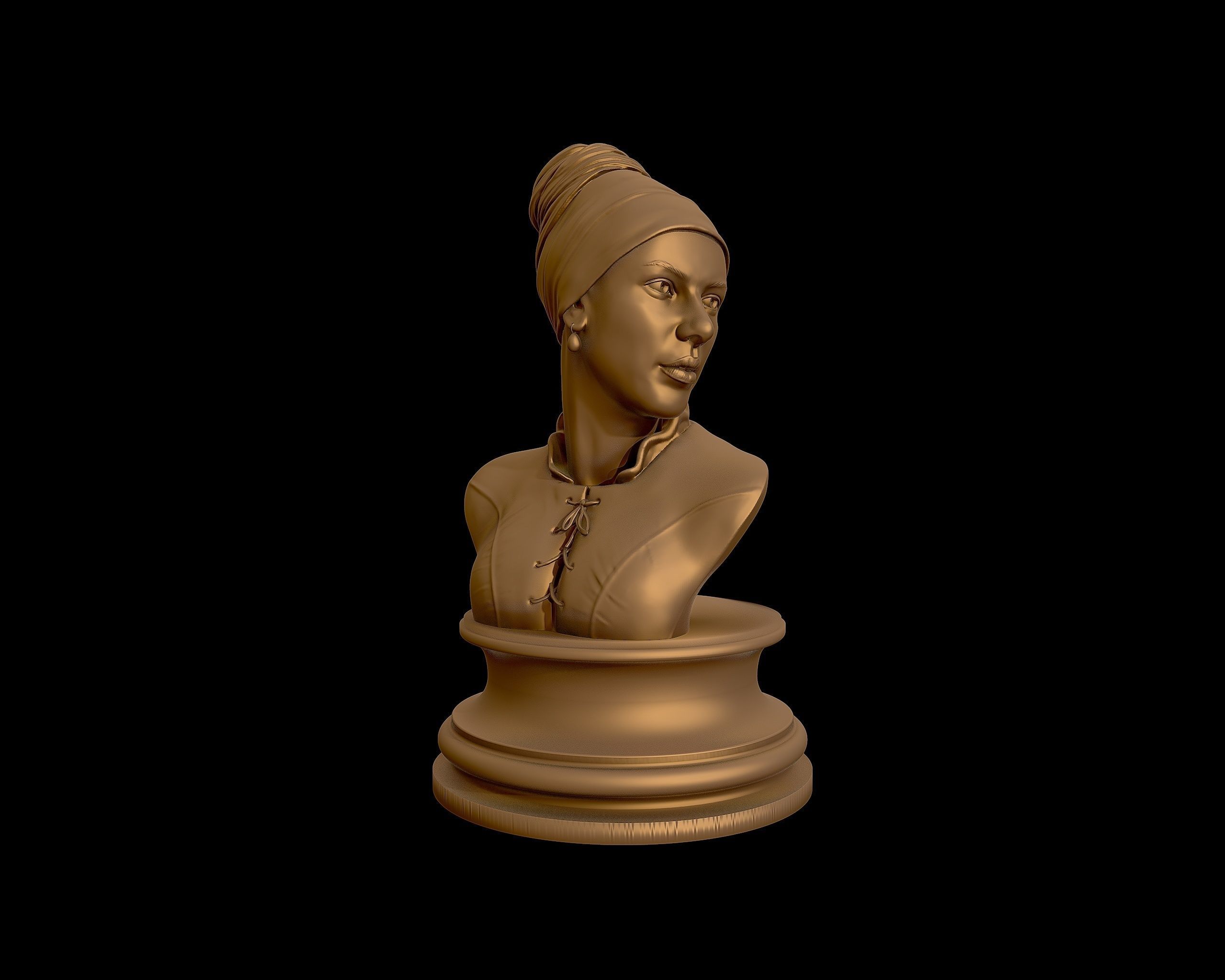 Girl with a Pearl Earring 3D Portrait Sculpture 3D print model_30