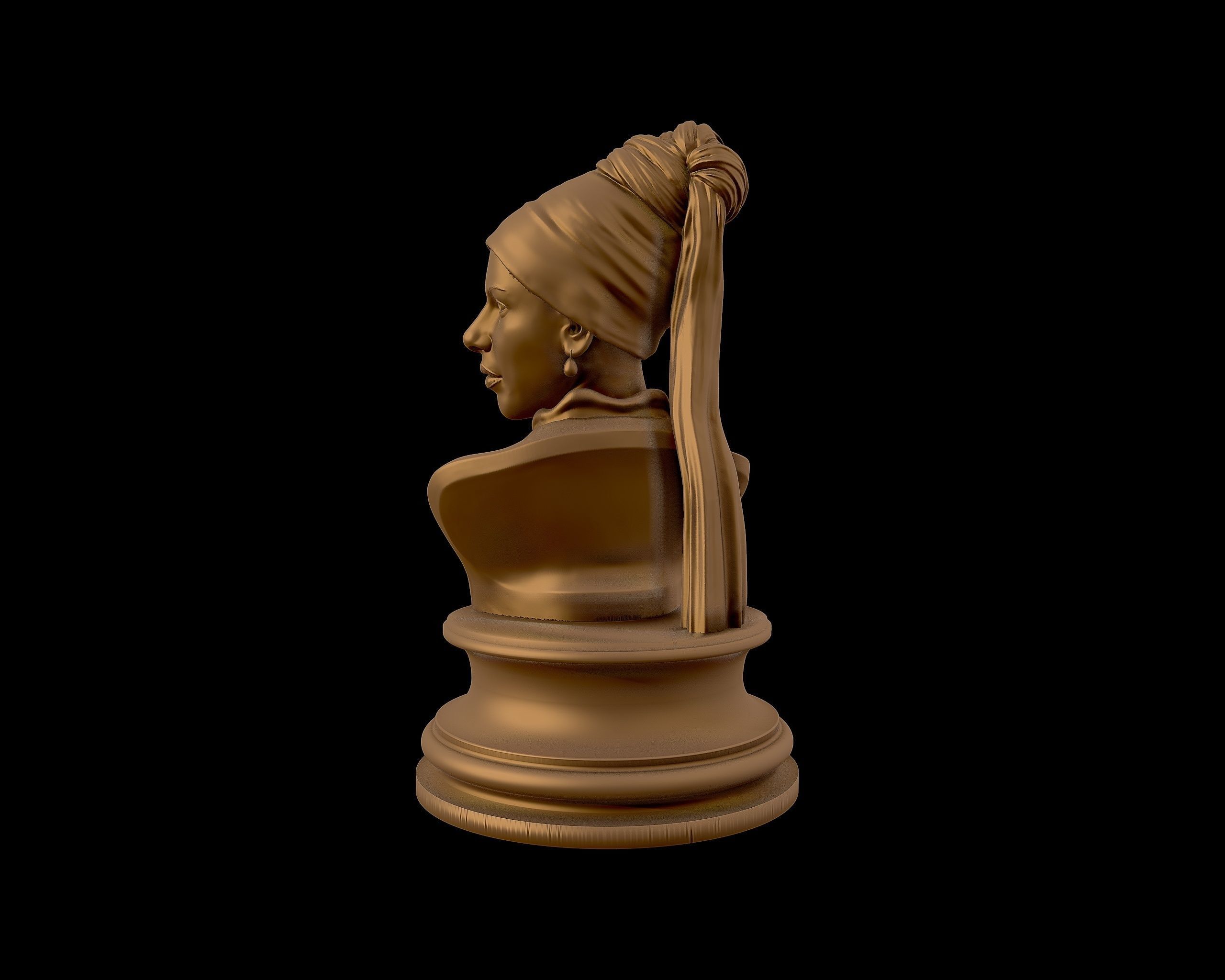 Girl with a Pearl Earring 3D Portrait Sculpture 3D print model_28