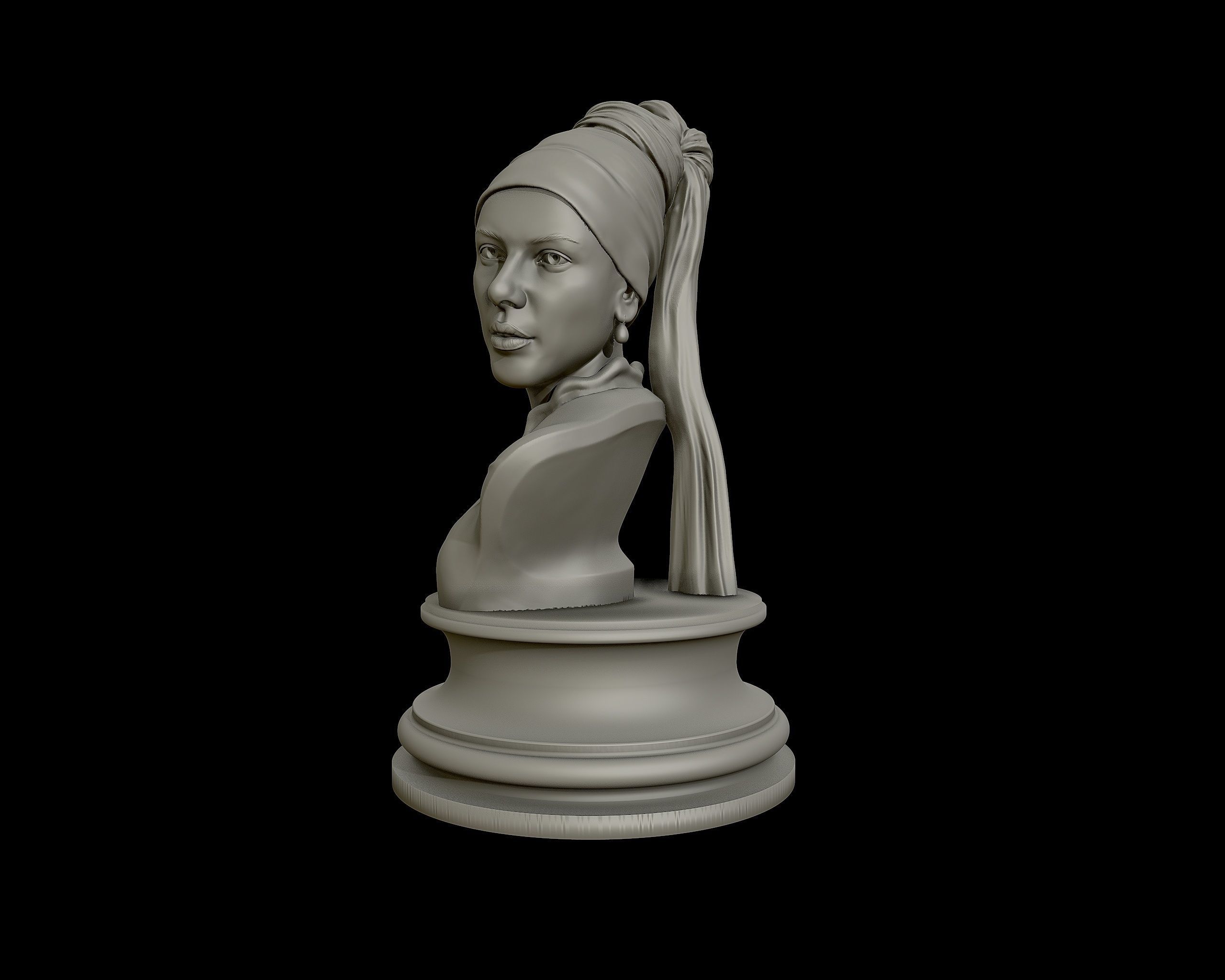 Girl with a Pearl Earring 3D Portrait Sculpture 3D print model_12