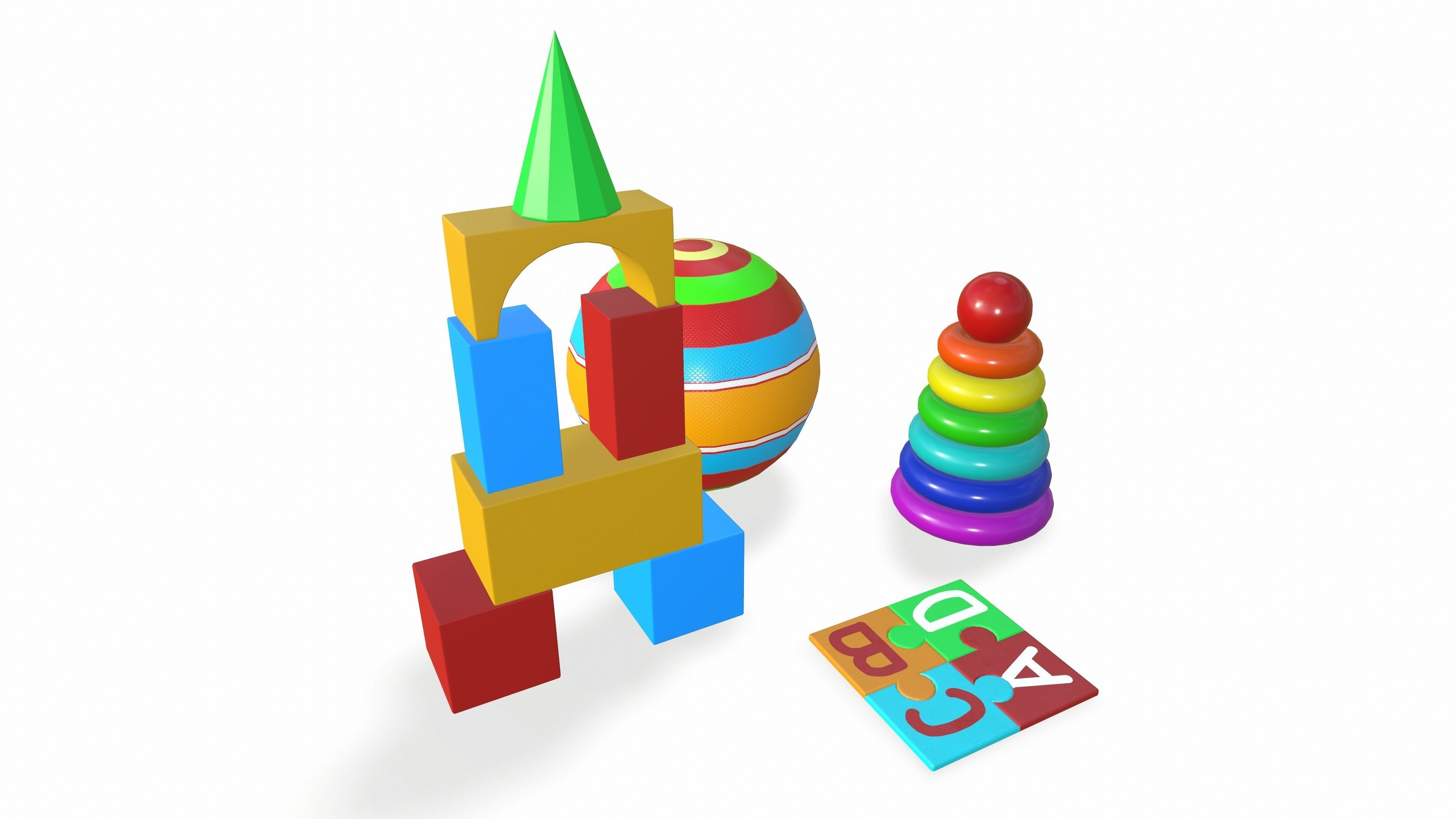A set of simple toys for children 3D model_2