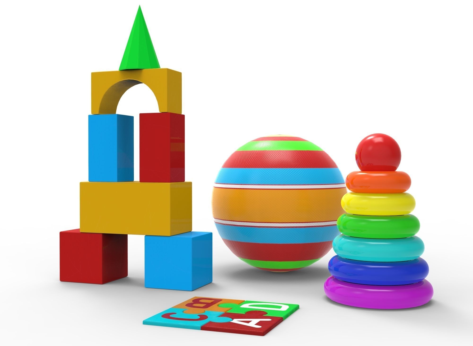 A set of simple toys for children 3D model_0