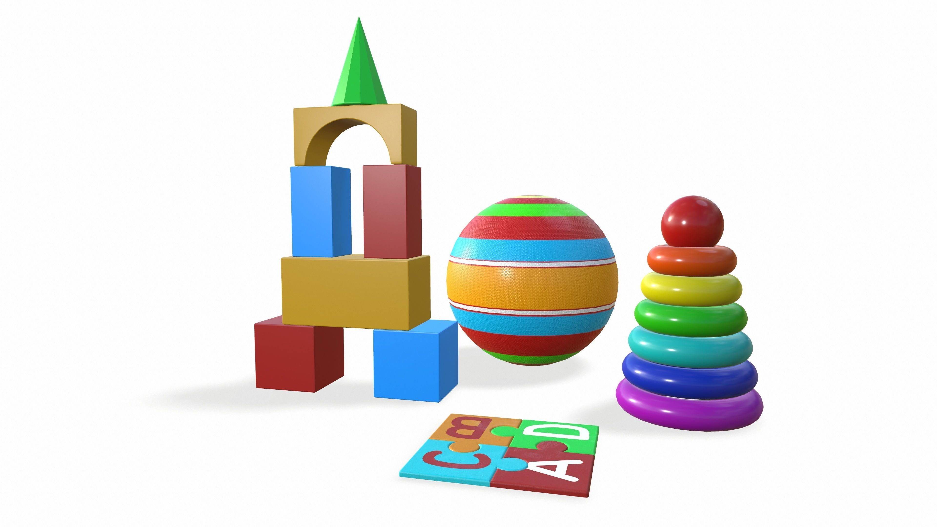 A set of simple toys for children 3D model_1
