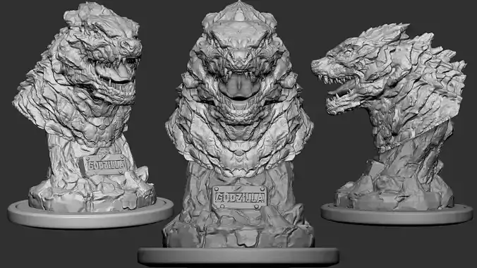 Godzila head bust