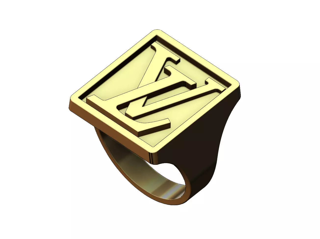 Large LV rectangular statement ring size 6to13 3D print model