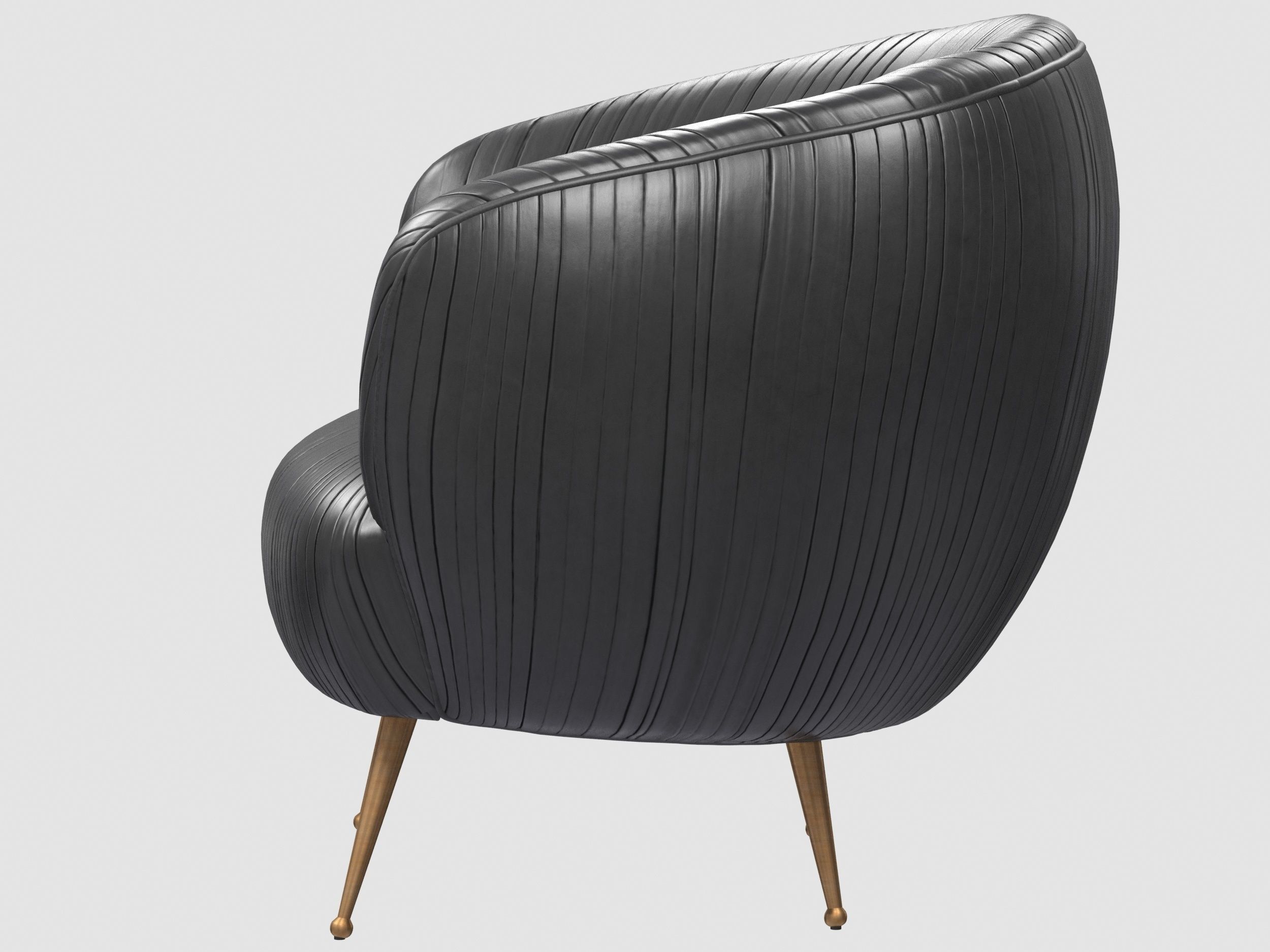 SOUFFLE CHAIR Ruched leather Onyx by Kelly Wearstler Low-poly 3D model_3