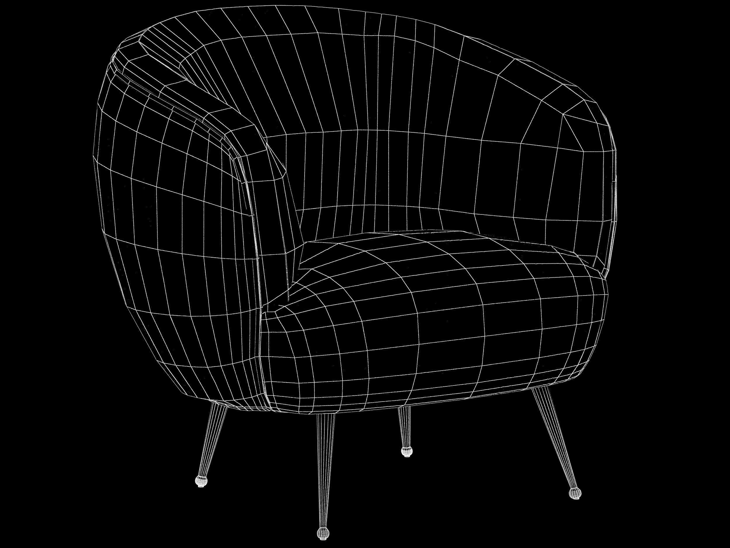 SOUFFLE CHAIR Ruched leather Onyx by Kelly Wearstler Low-poly 3D model_1