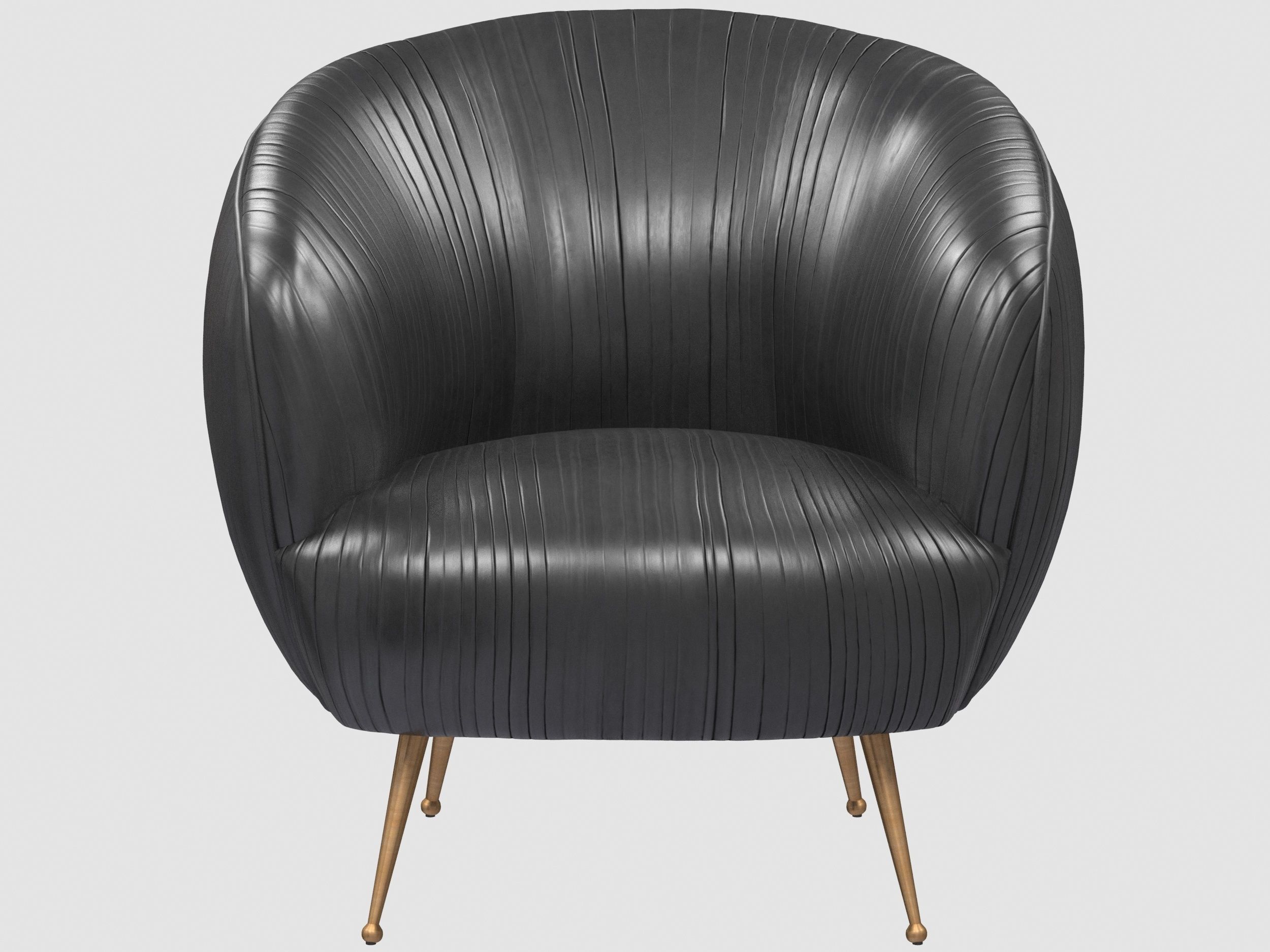 SOUFFLE CHAIR Ruched leather Onyx by Kelly Wearstler Low-poly 3D model_2