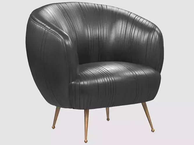 SOUFFLE CHAIR Ruched leather Onyx by Kelly Wearstler Low-poly 3D model