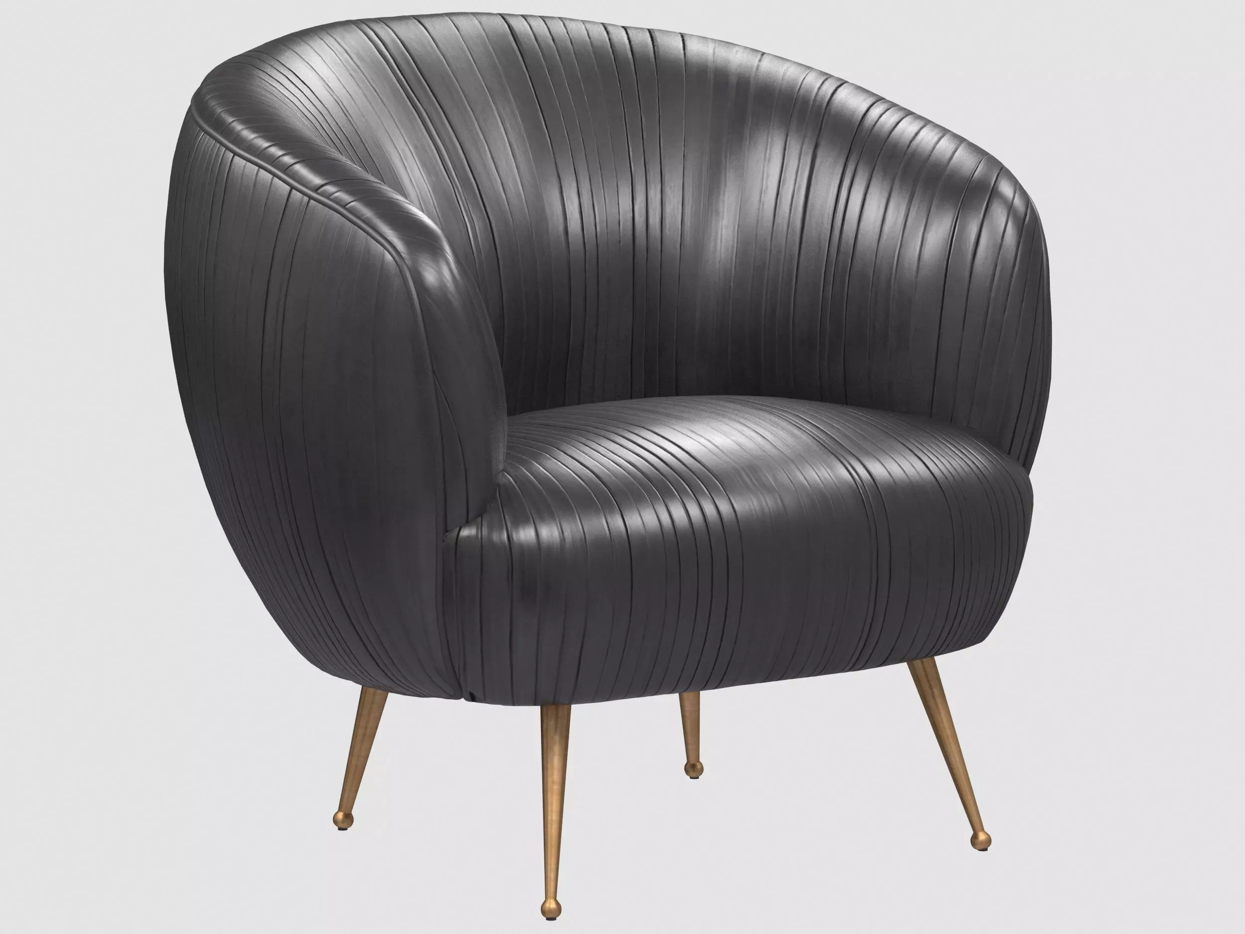 SOUFFLE CHAIR Ruched leather Onyx by Kelly Wearstler Low-poly 3D model_0