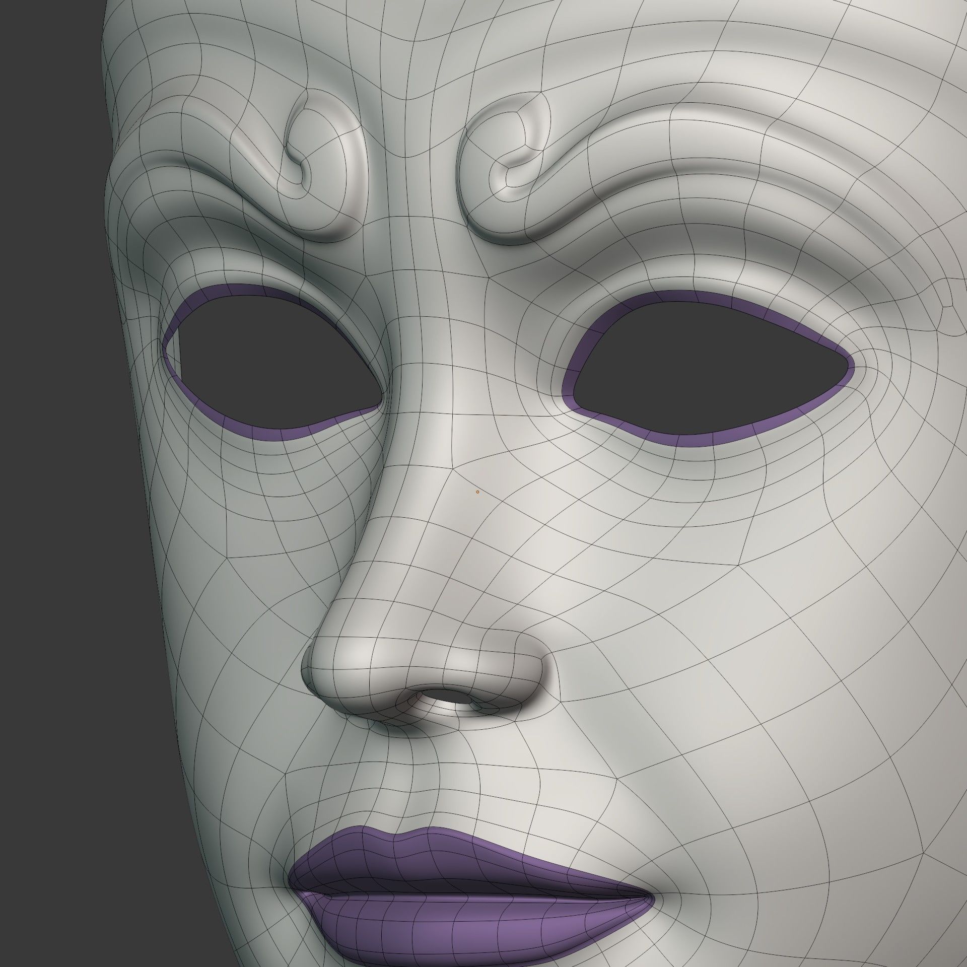 Woman Mardi Gras Mask Low-poly 3D model_14