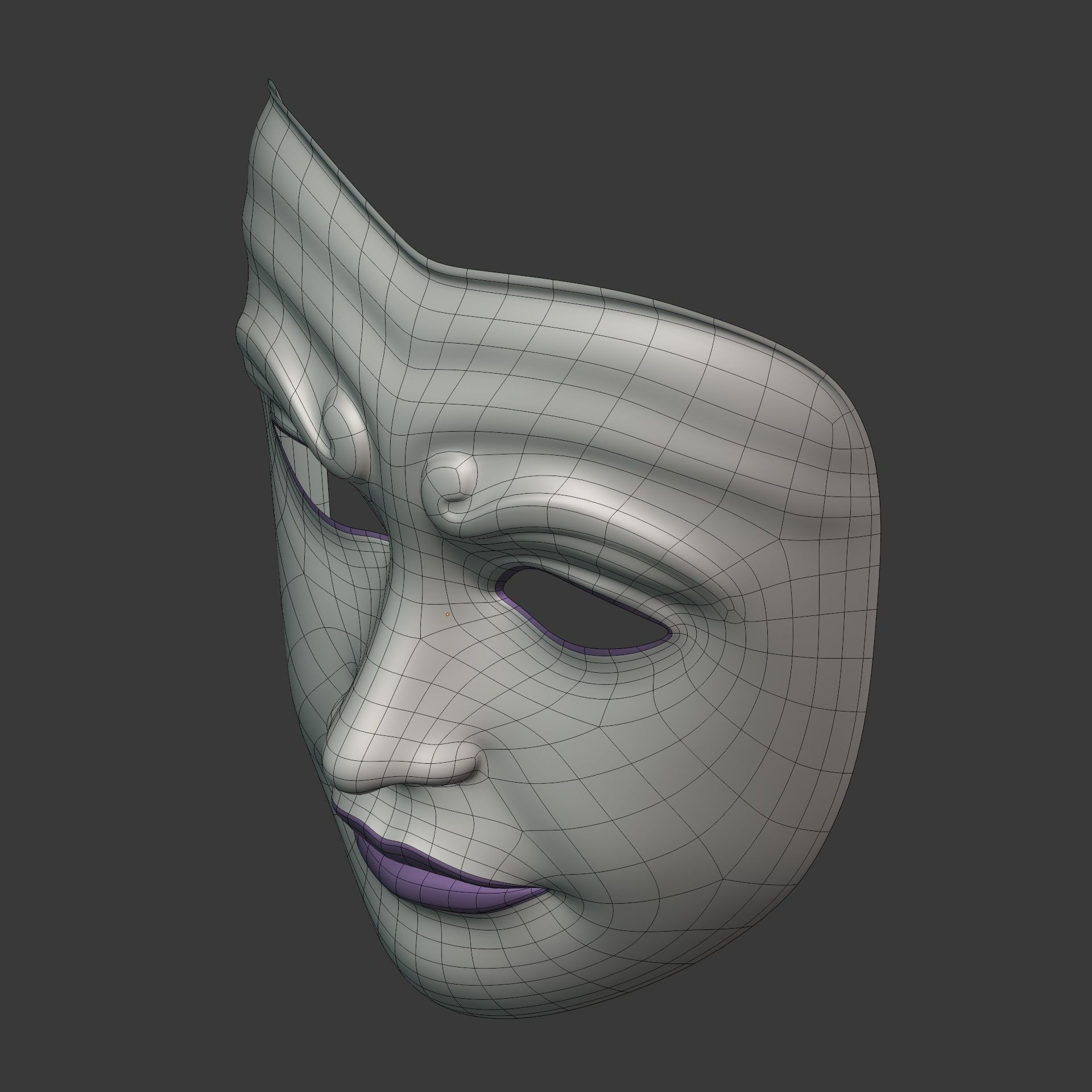 Woman Mardi Gras Mask Low-poly 3D model_10