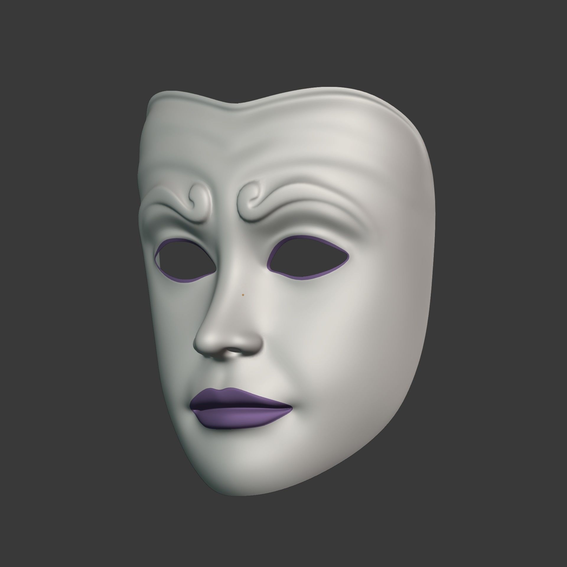 Woman Mardi Gras Mask Low-poly 3D model_5