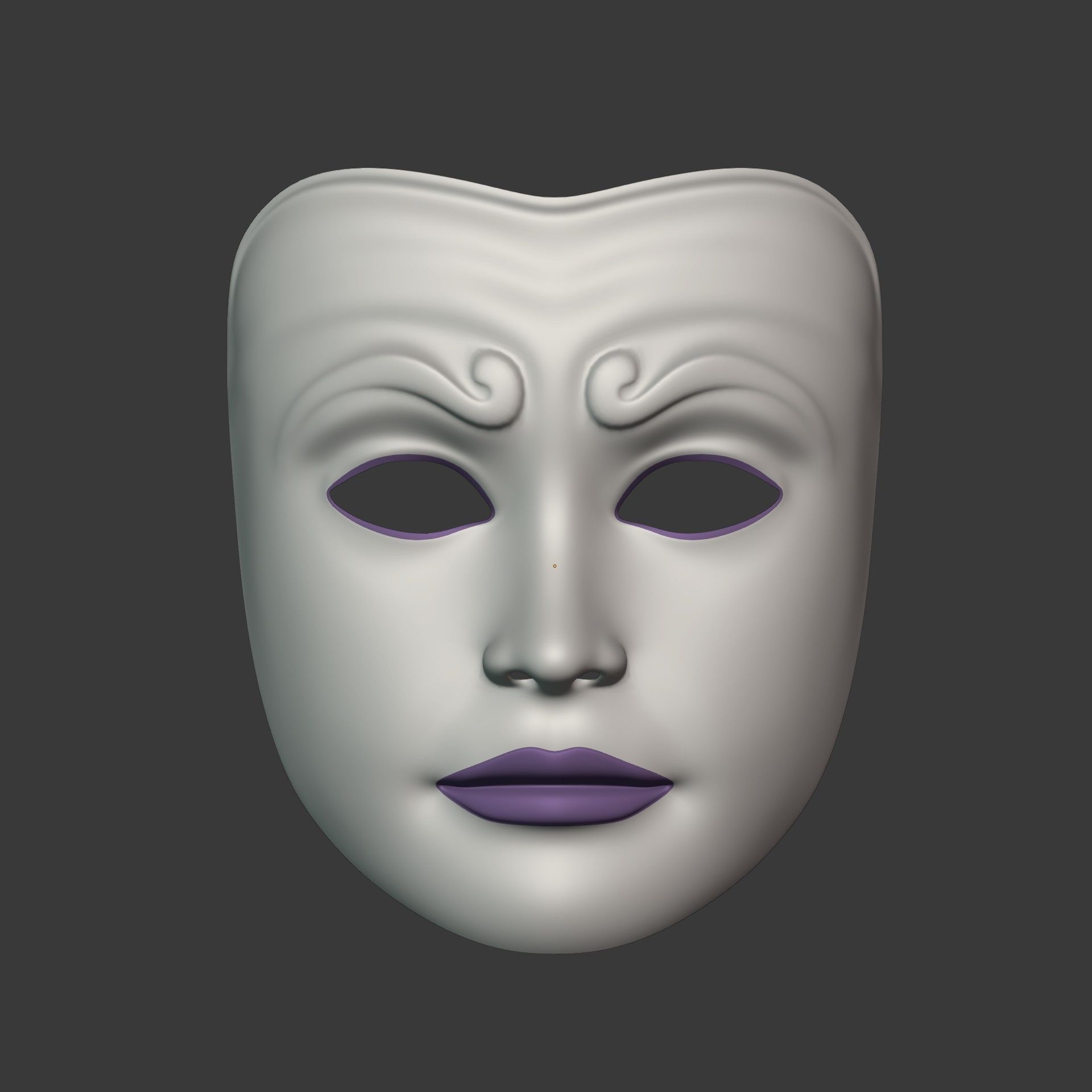 Woman Mardi Gras Mask Low-poly 3D model_3