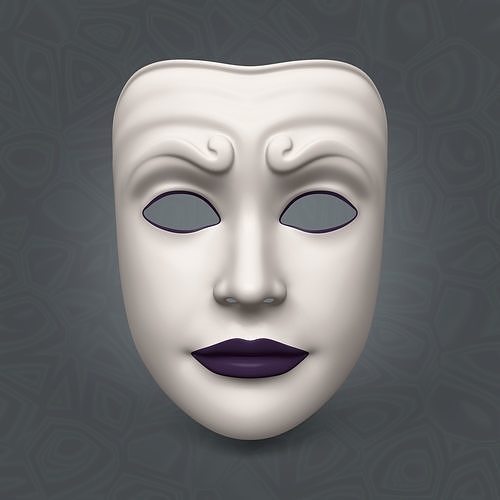 Woman Mardi Gras Mask Low-poly 3D model