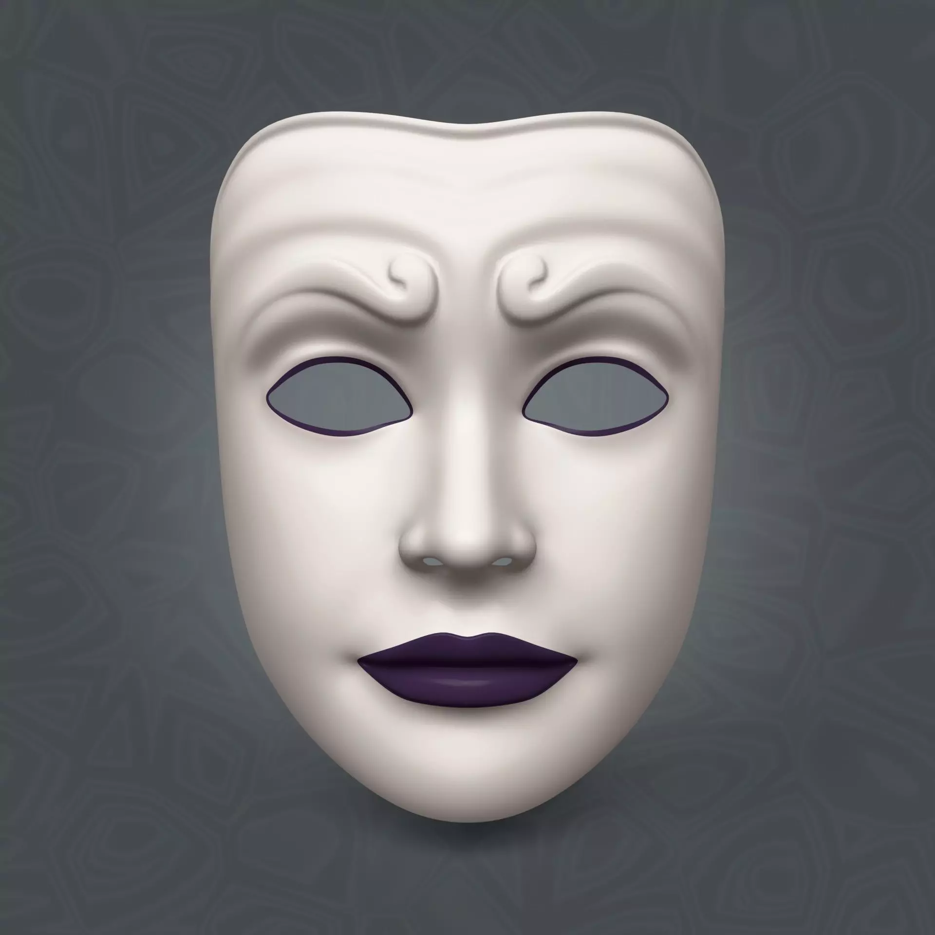 Woman Mardi Gras Mask Low-poly 3D model_0