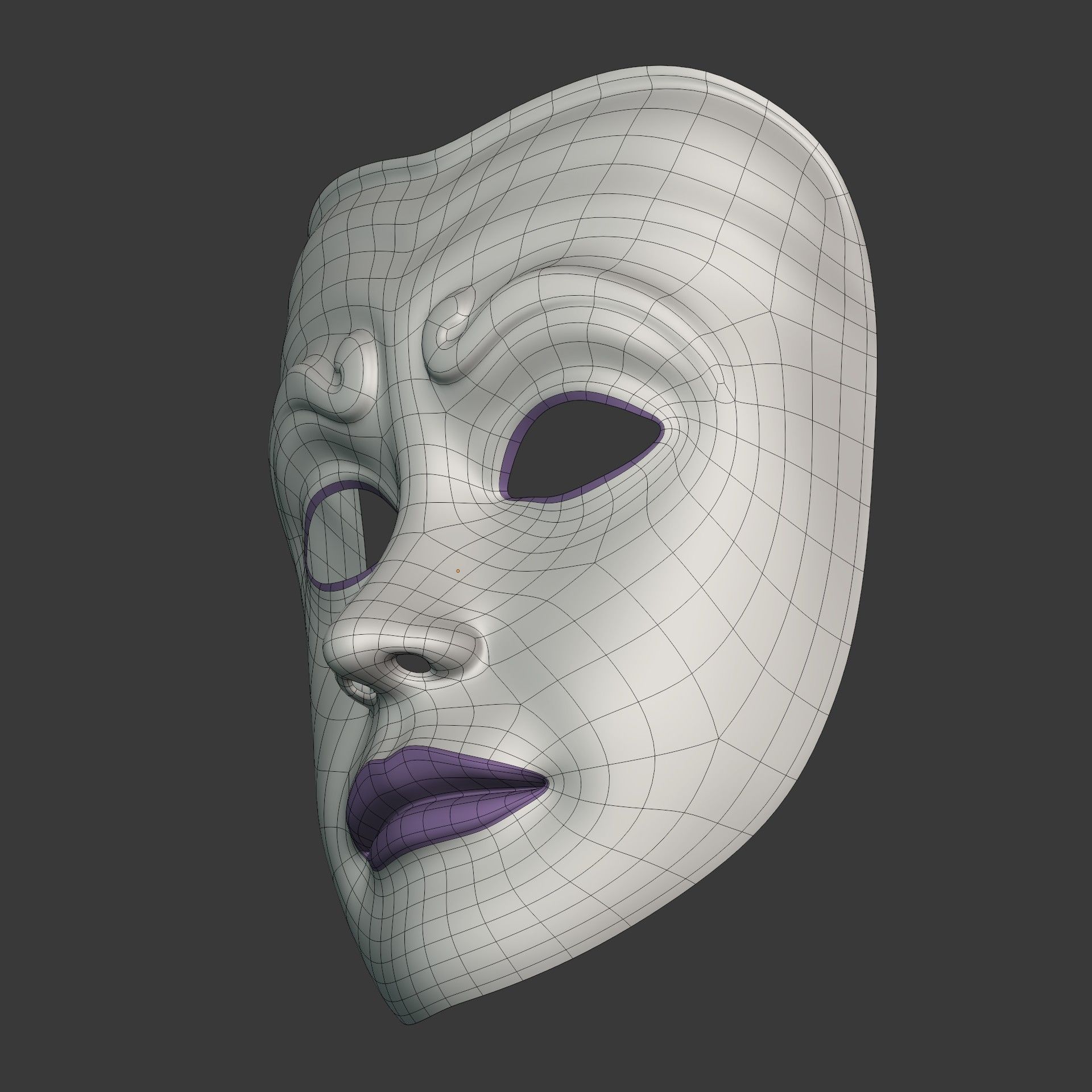 Woman Mardi Gras Mask Low-poly 3D model_12