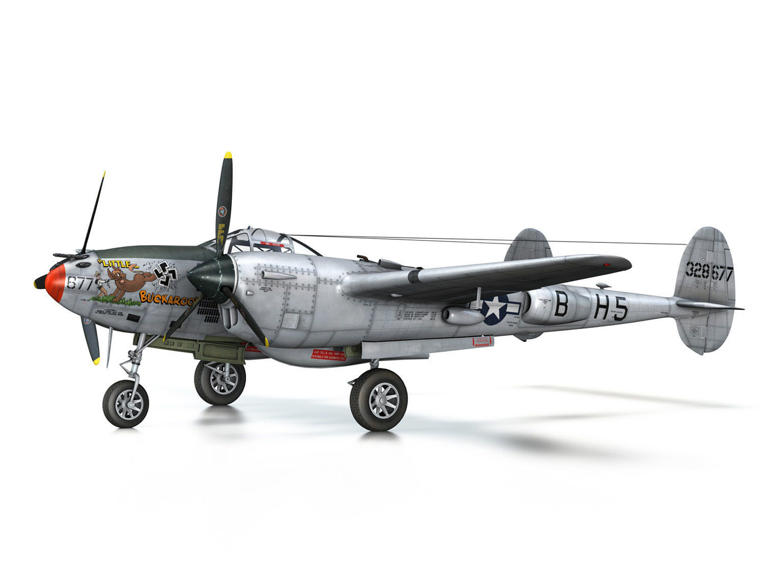 Lockheed P-38 Lightning - Little Buckaroo 3D model_9