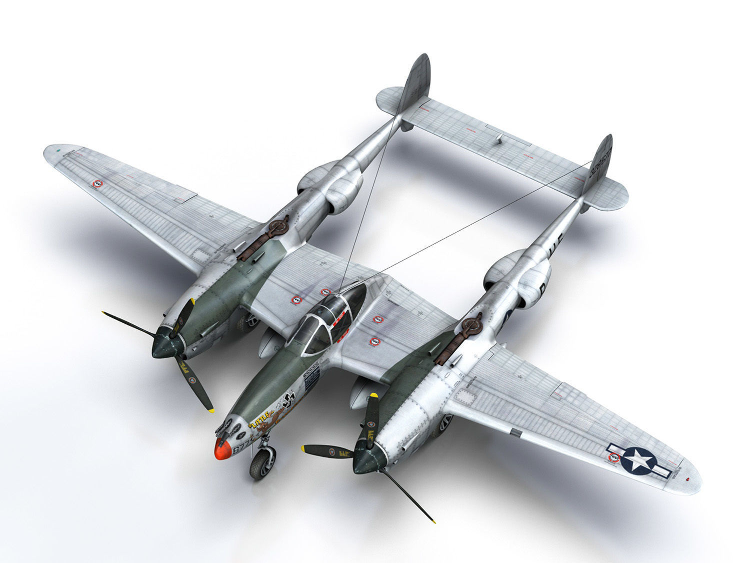 Lockheed P-38 Lightning - Little Buckaroo 3D model_12