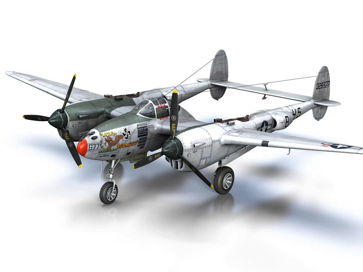 Lockheed P-38 Lightning - Little Buckaroo 3D model_10