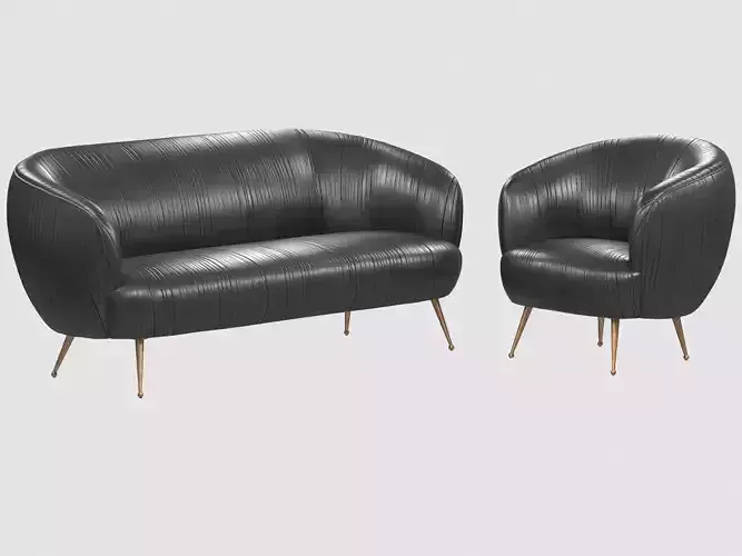 SOUFFLE CHAIR Ruched leather Onyx Kelly Wearstler collection