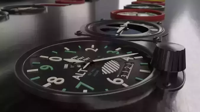 Aircraft Cockpit Gauges - Avionics Low-poly 3D model