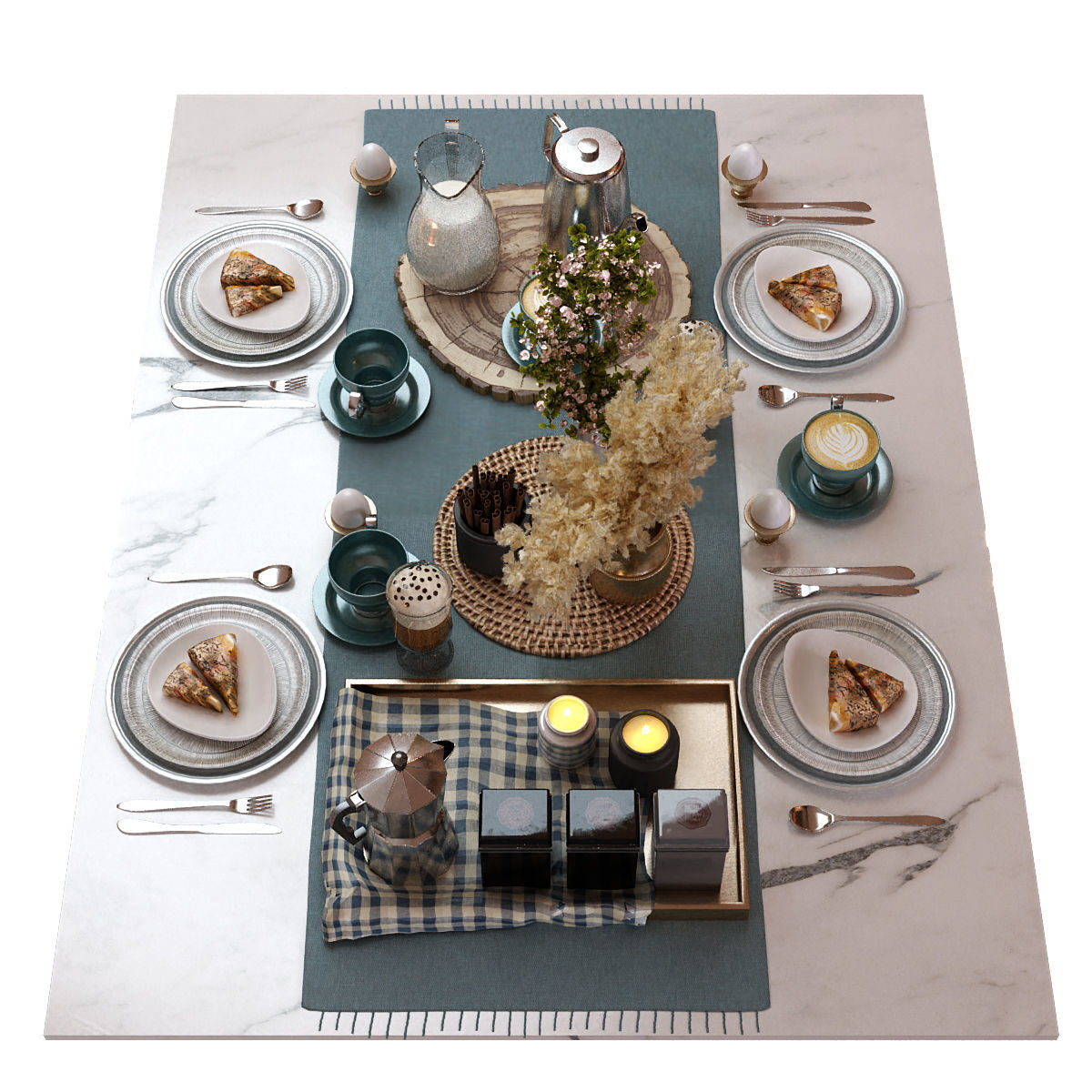 breakfast table set 012 Low-poly 3D model_2