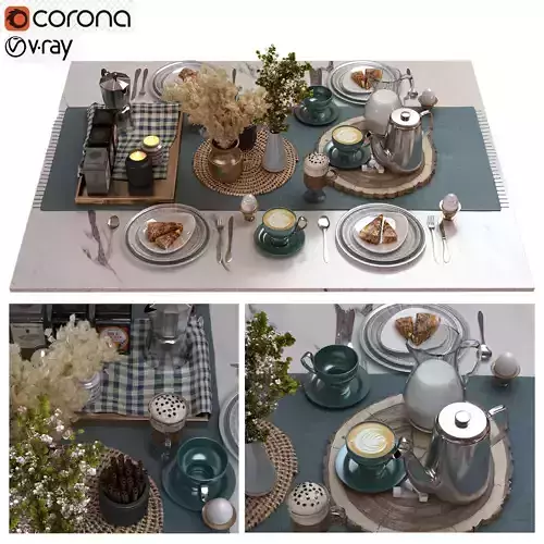 breakfast table set 012 Low-poly 3D model breakfast table set 012 Low-poly 3D model